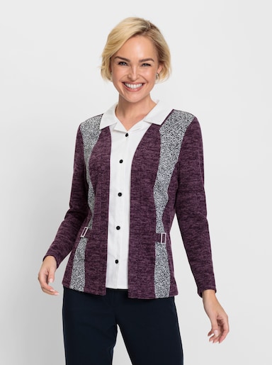 2-in-1-Shirt mit Reverskragen - aubergine-meliert