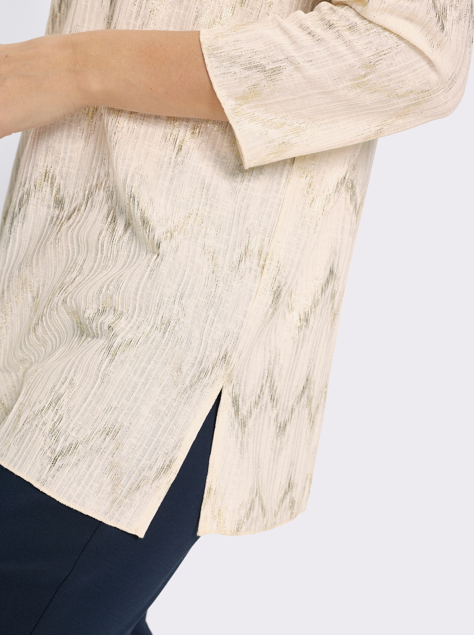 heine Tunikashirt mit goldfarbigem Folien-Druck - champagner-goldfarben-bedruckt