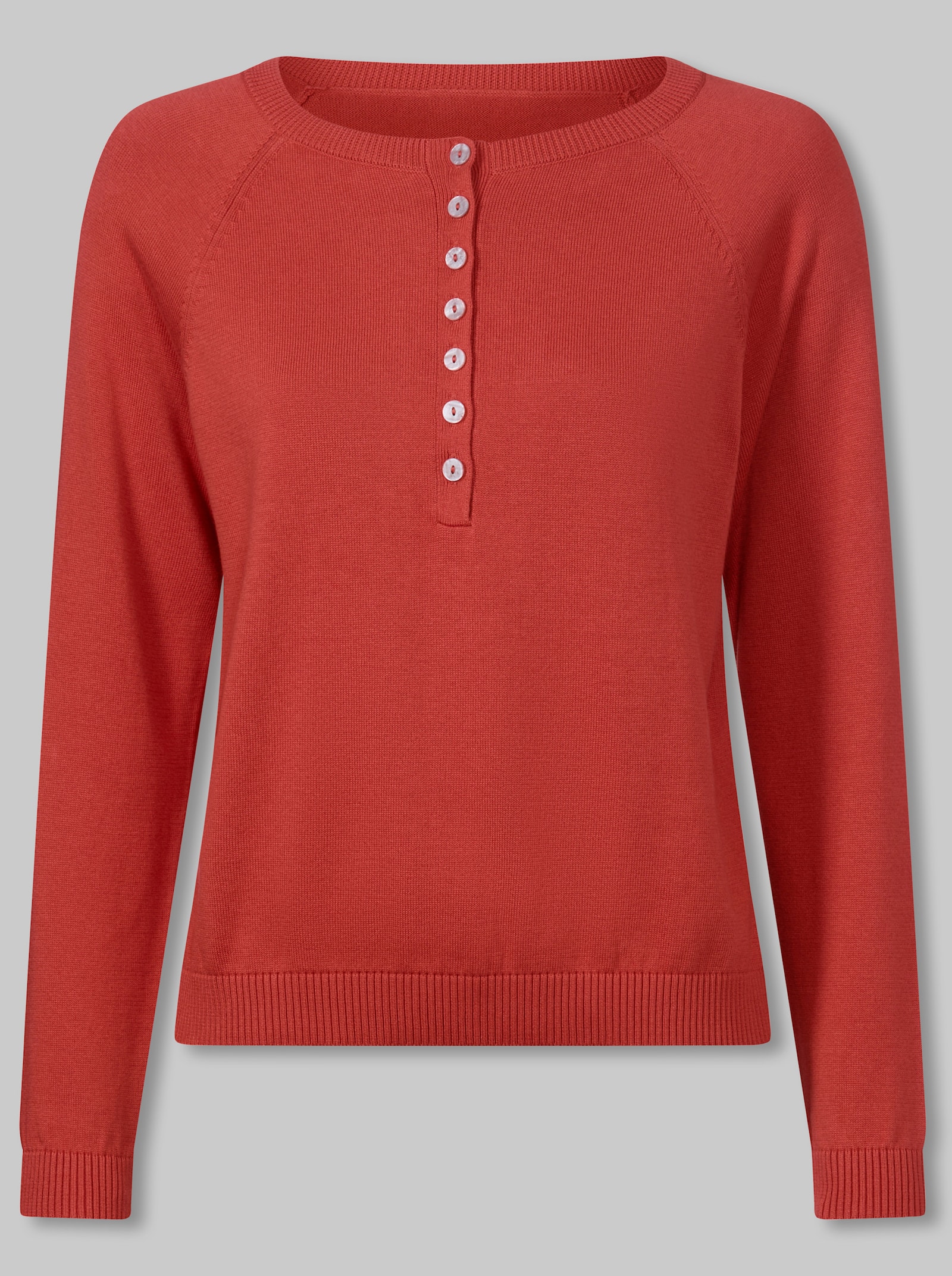 heine Feinstrickpullover mit Knopfleiste - terra