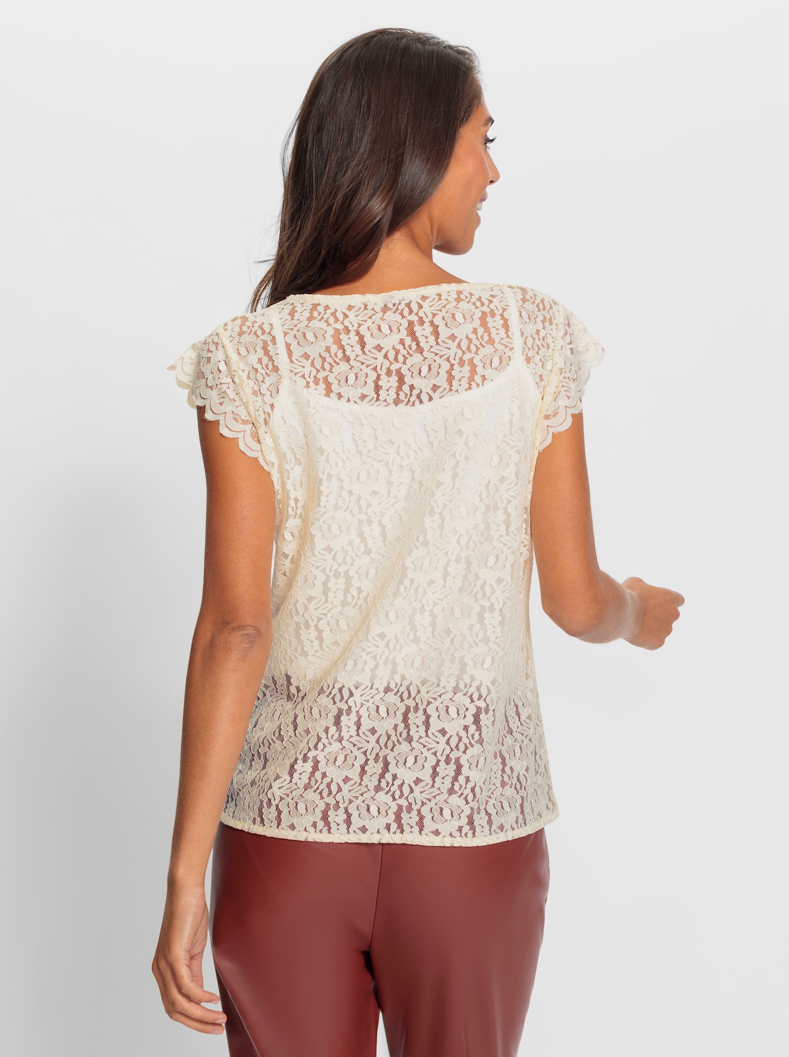 heine Spitzenshirt mit langer Knopfleiste - champagner