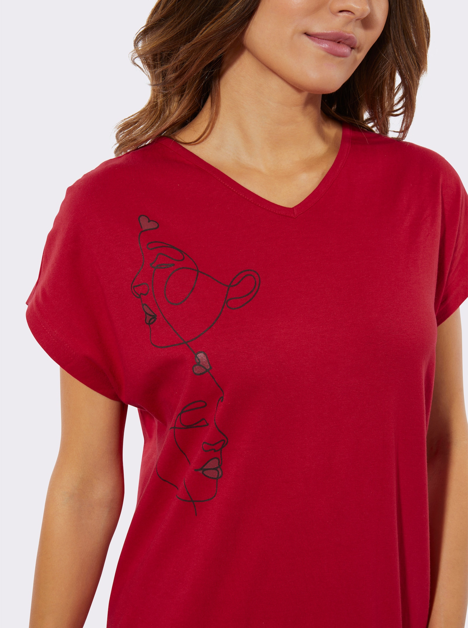 Nattlinnen i dubbelpack - vit + röd