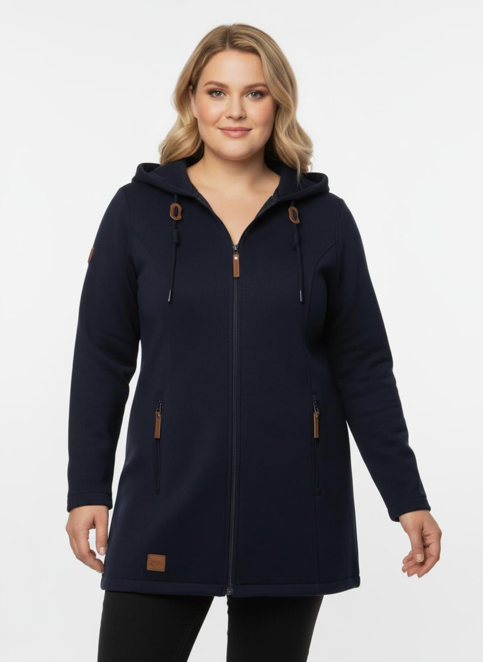Sweatjacke mit 2-Wege-Reißverschluss - marine