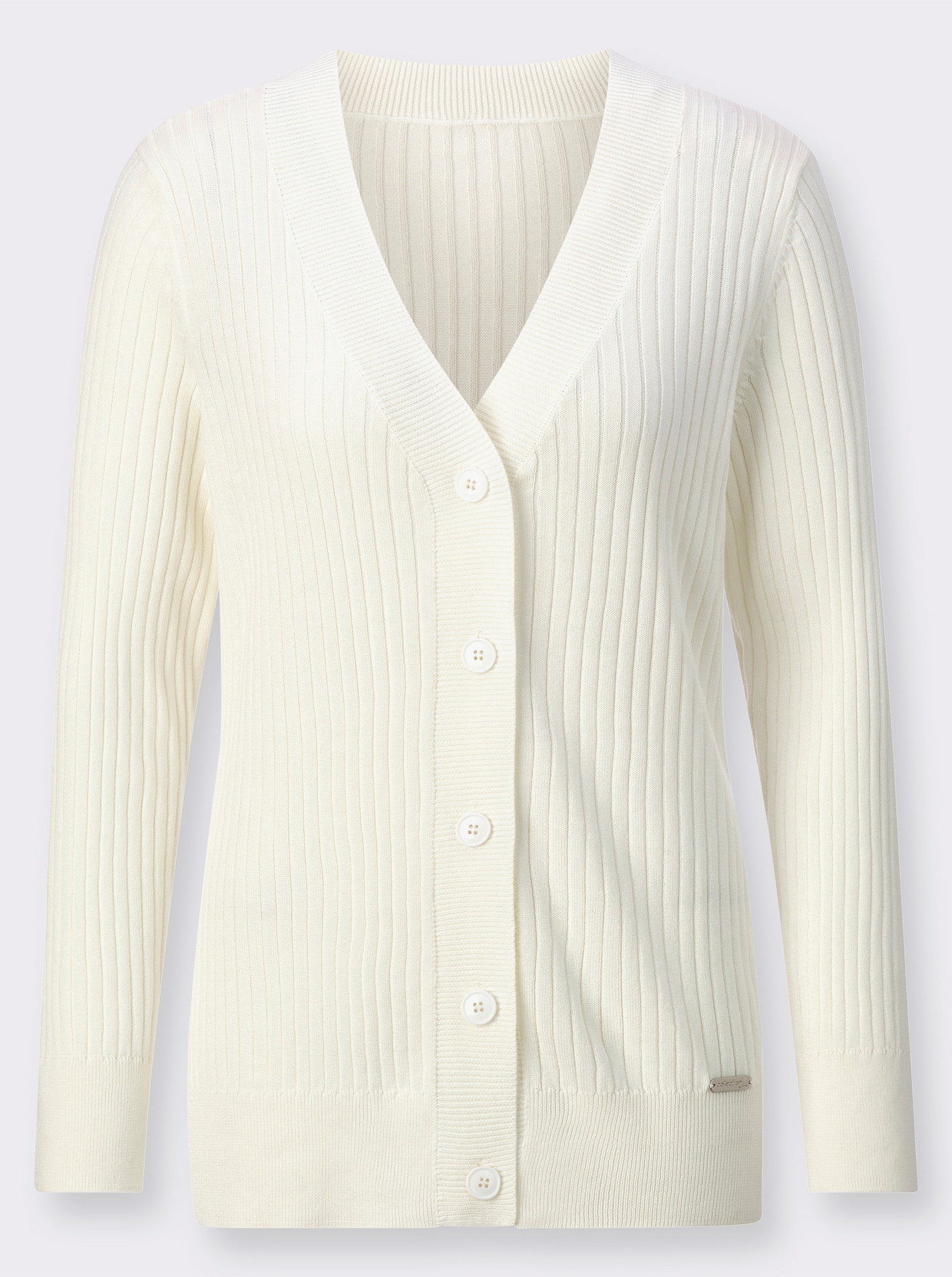 Strickjacke in Ripp-Optik - ecru