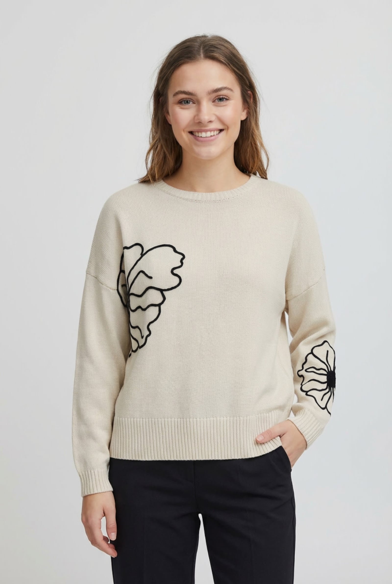 ONLY CARMAKOMA Rundhalspullover - birch detail:black