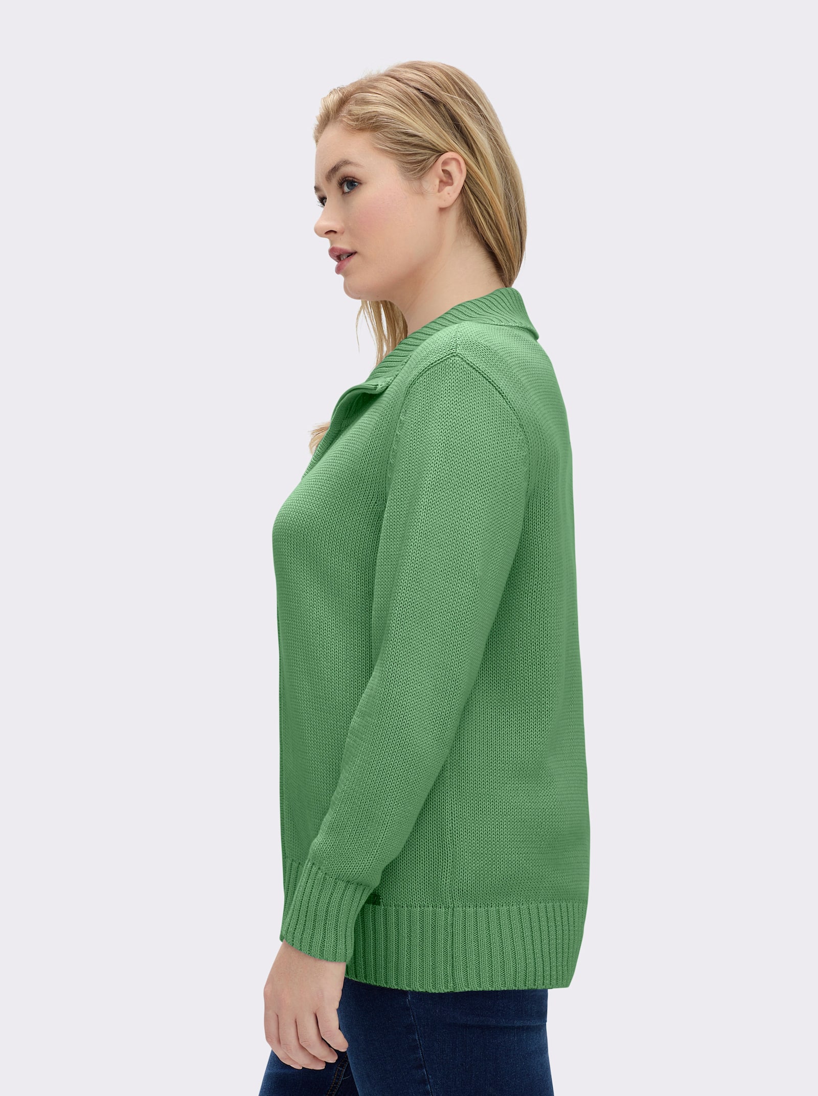 Strickjacke mit 2-Wege-Reißverschluss - apfel