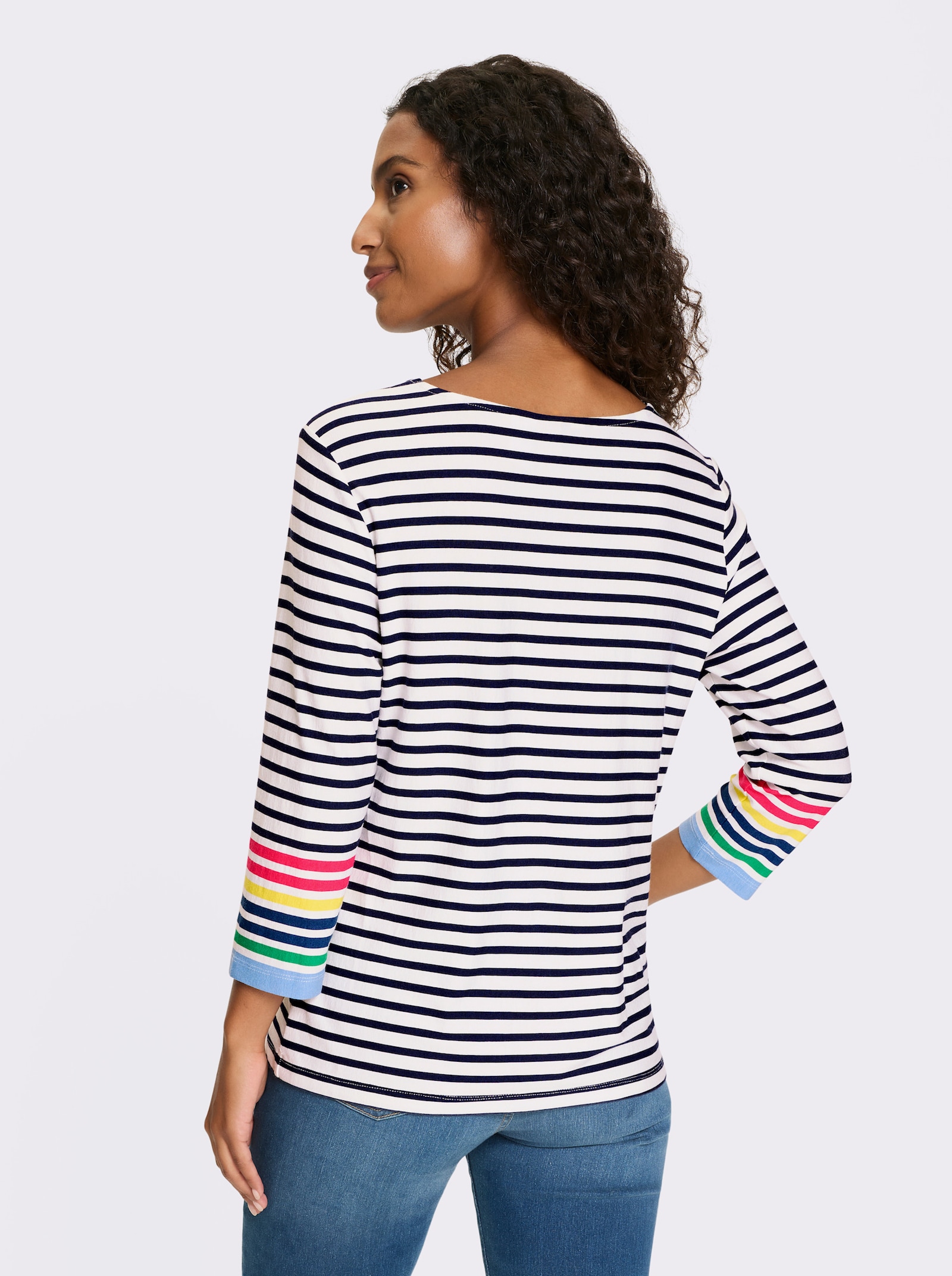 heine Shirt met 3/4-mouwen en streeppatroon - ecru/marine gestreept