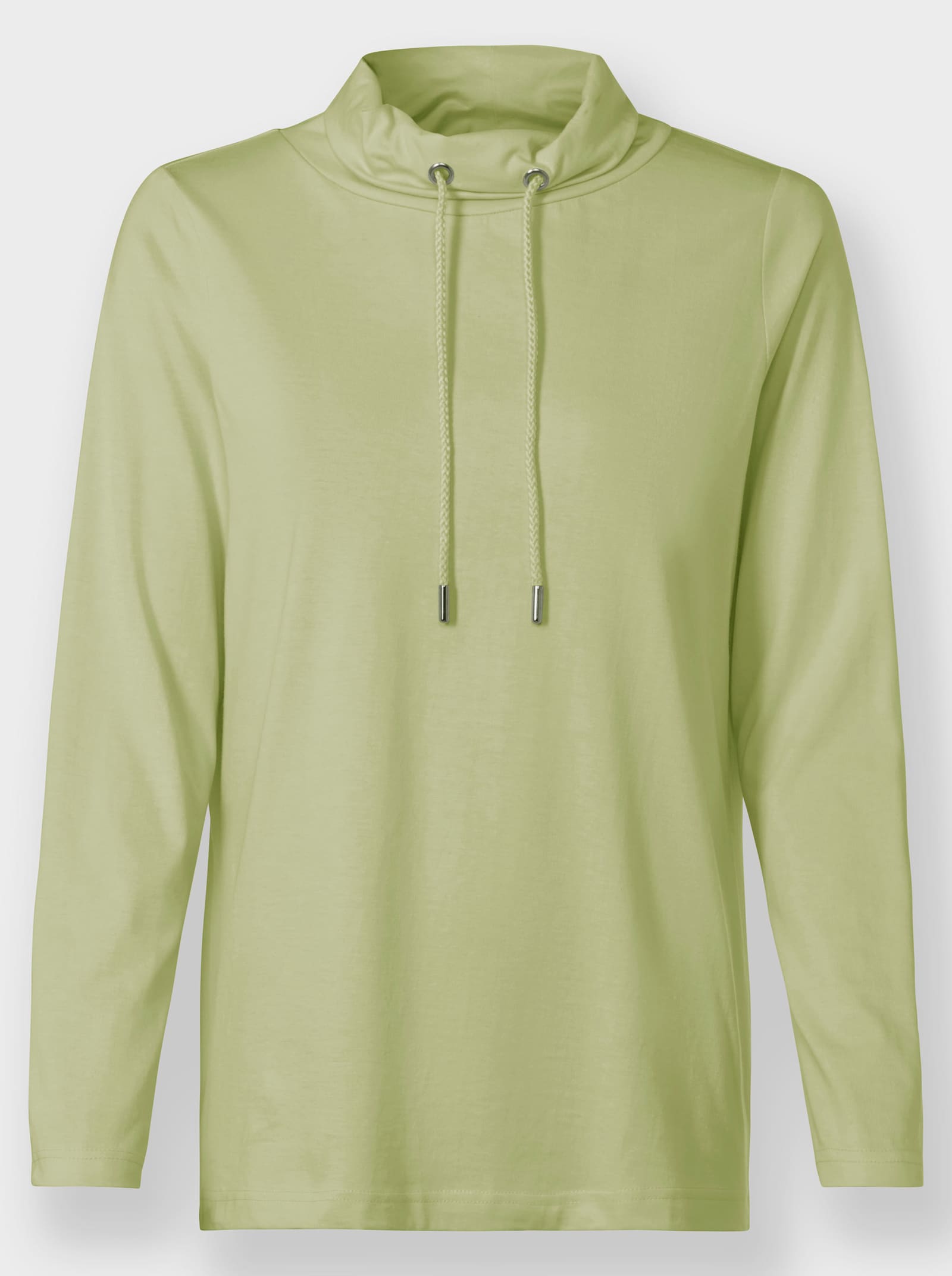 Stehkragenshirt mit Tunnelzug - lindgrün