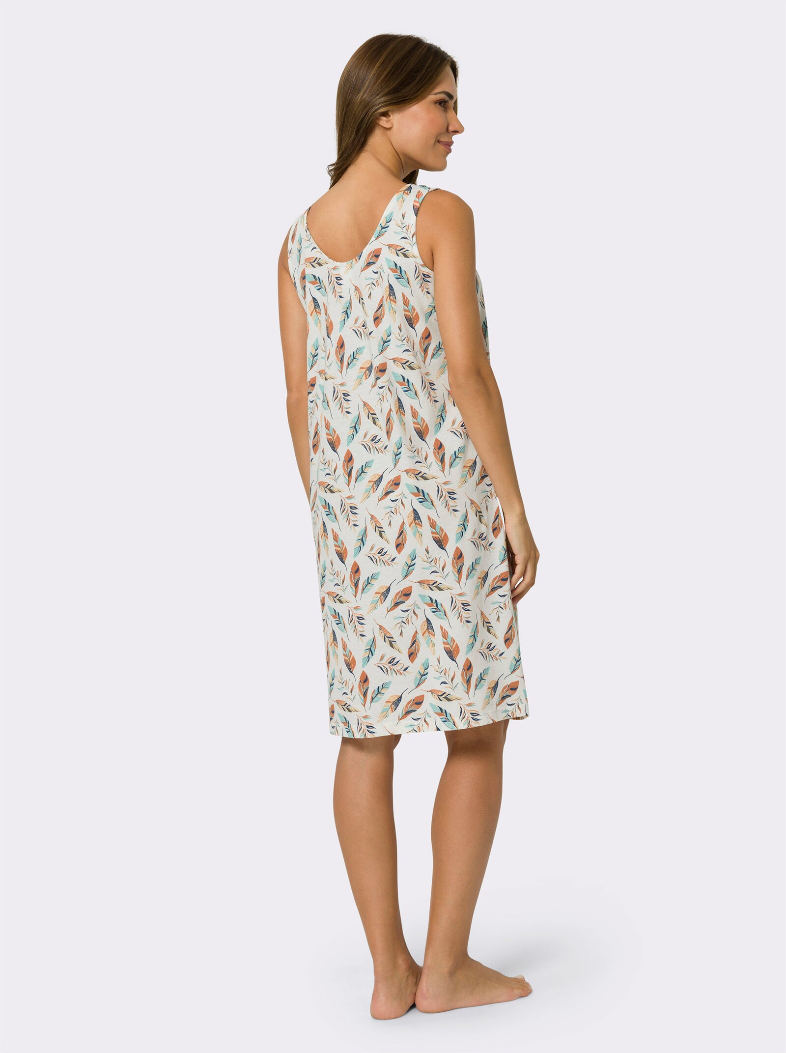 Nachthemd in set van 2 - ecru bedrukt + papaya