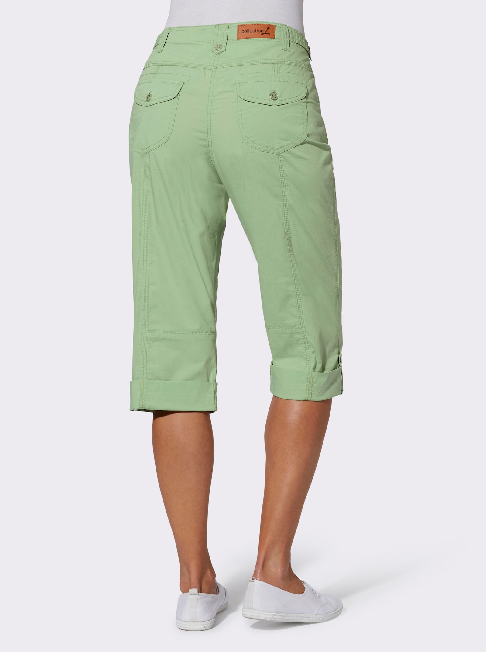 Caprihose mit verstellbarem Bund - eucalyptus