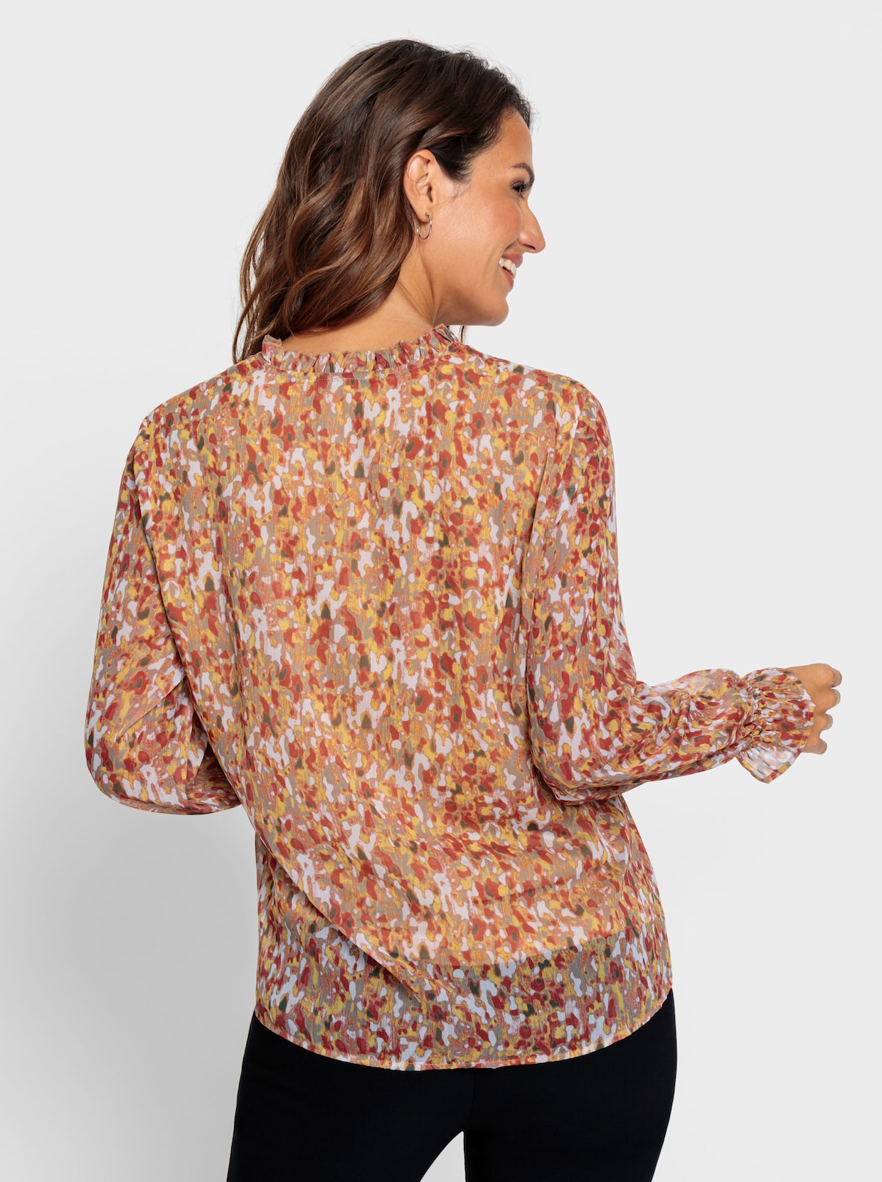 Blouse - leem/papaja bedrukt