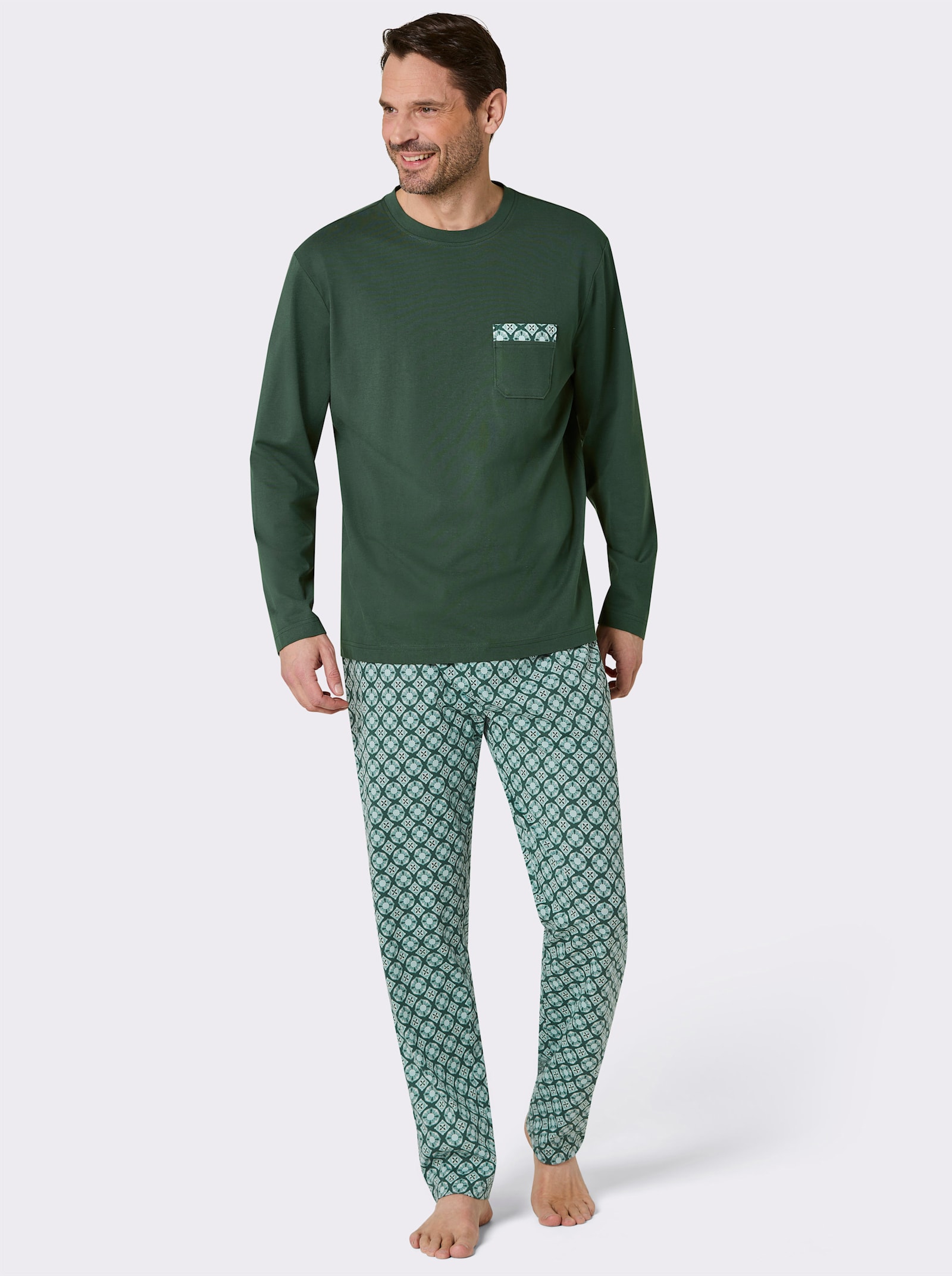 wäschepur men Schlafanzug - moos-jade-bedruckt