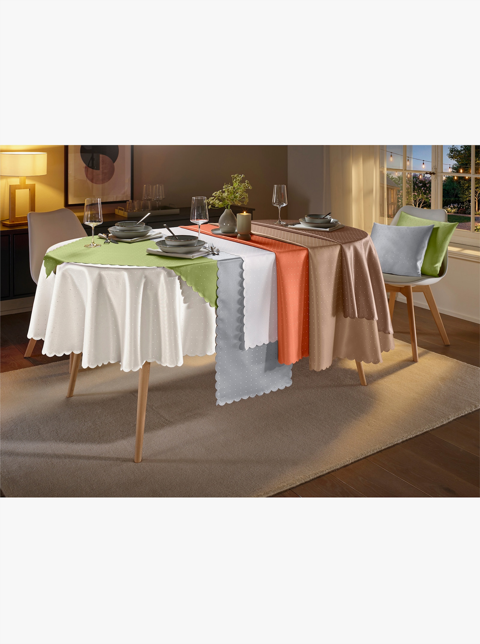 Tischdecke mit gebogtem Abschluss - apfel