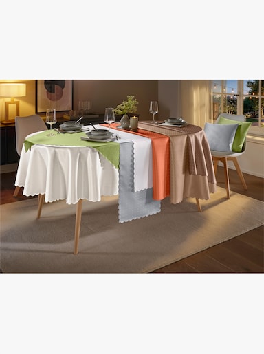 Tischdecke mit gebogtem Abschluss - champagner