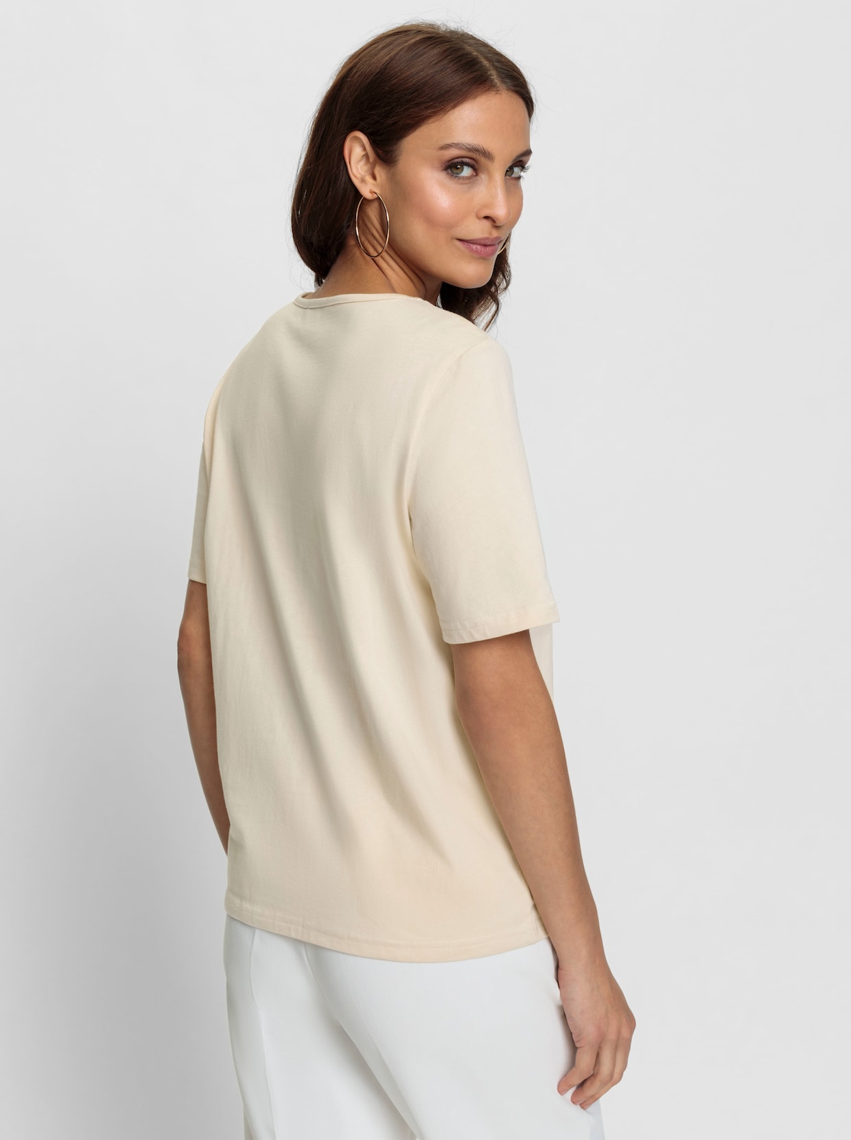 T-shirt à encolure ronde - couleur ivoire