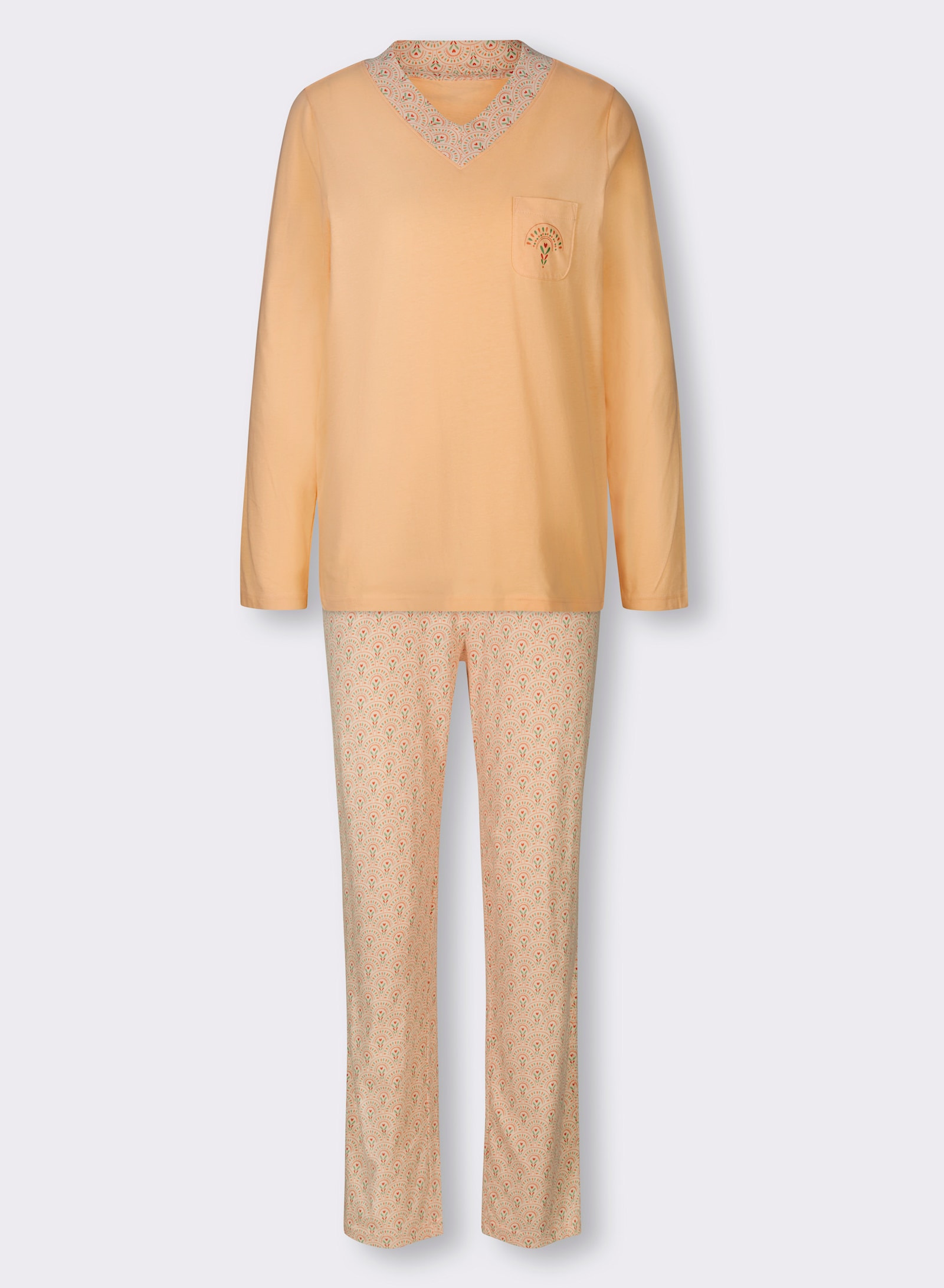 wäschepur Pyjamas med V-ringning - aprikos