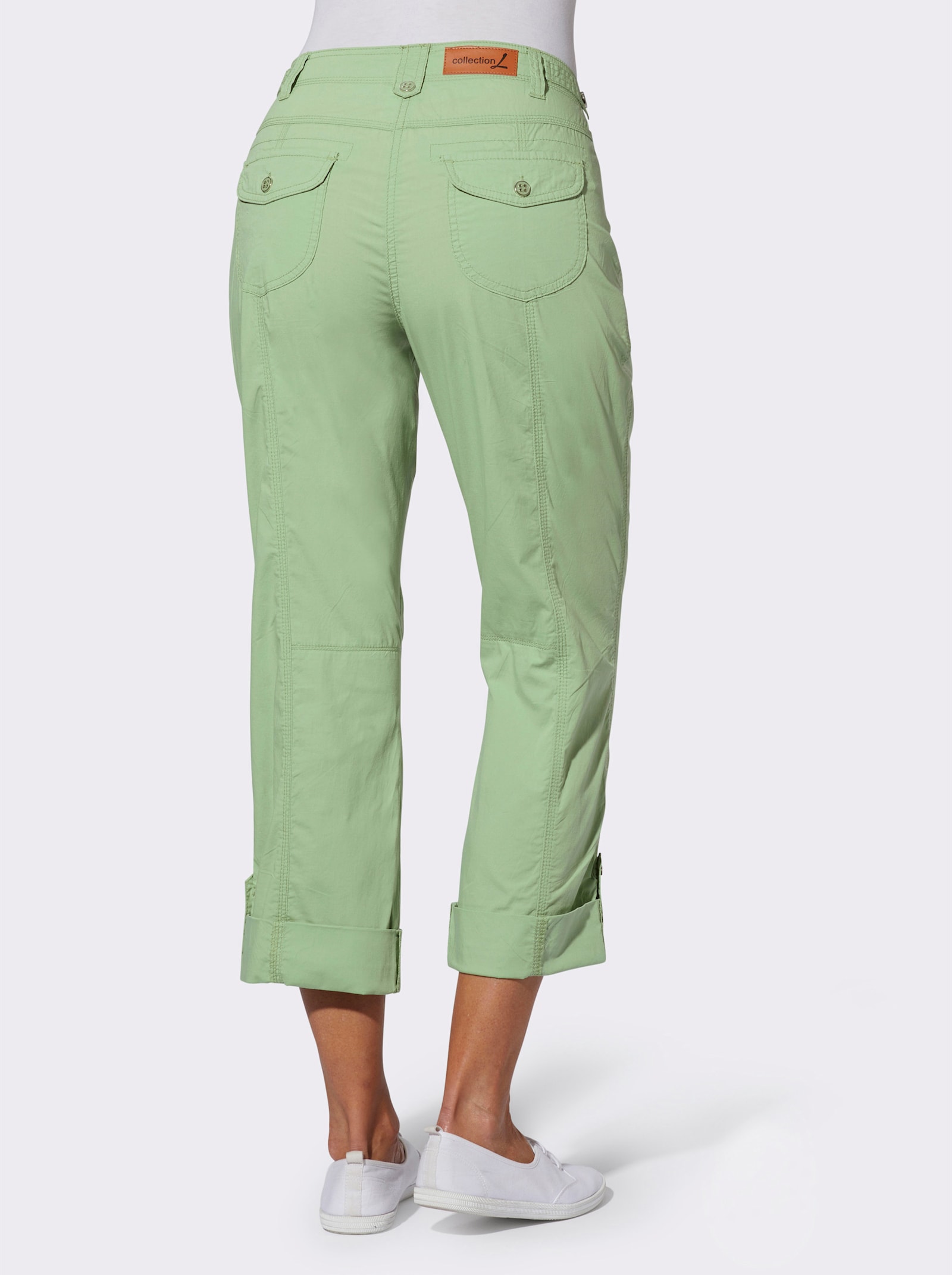 Baumwollhose mit krempelbaren Beinen - eucalyptus