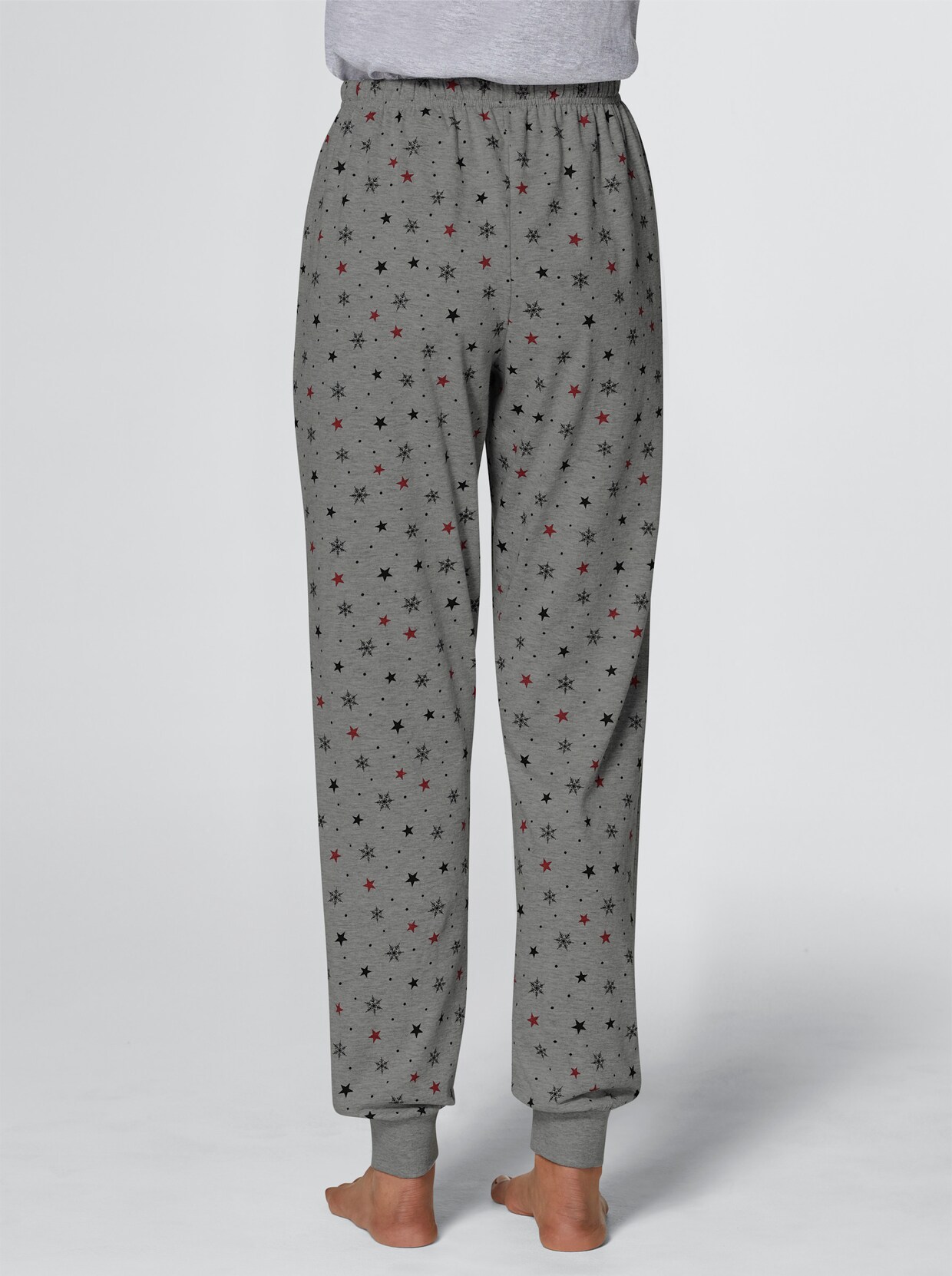Comtessa Pyjama-Broek - grijs gemêleerd/rood bedrukt