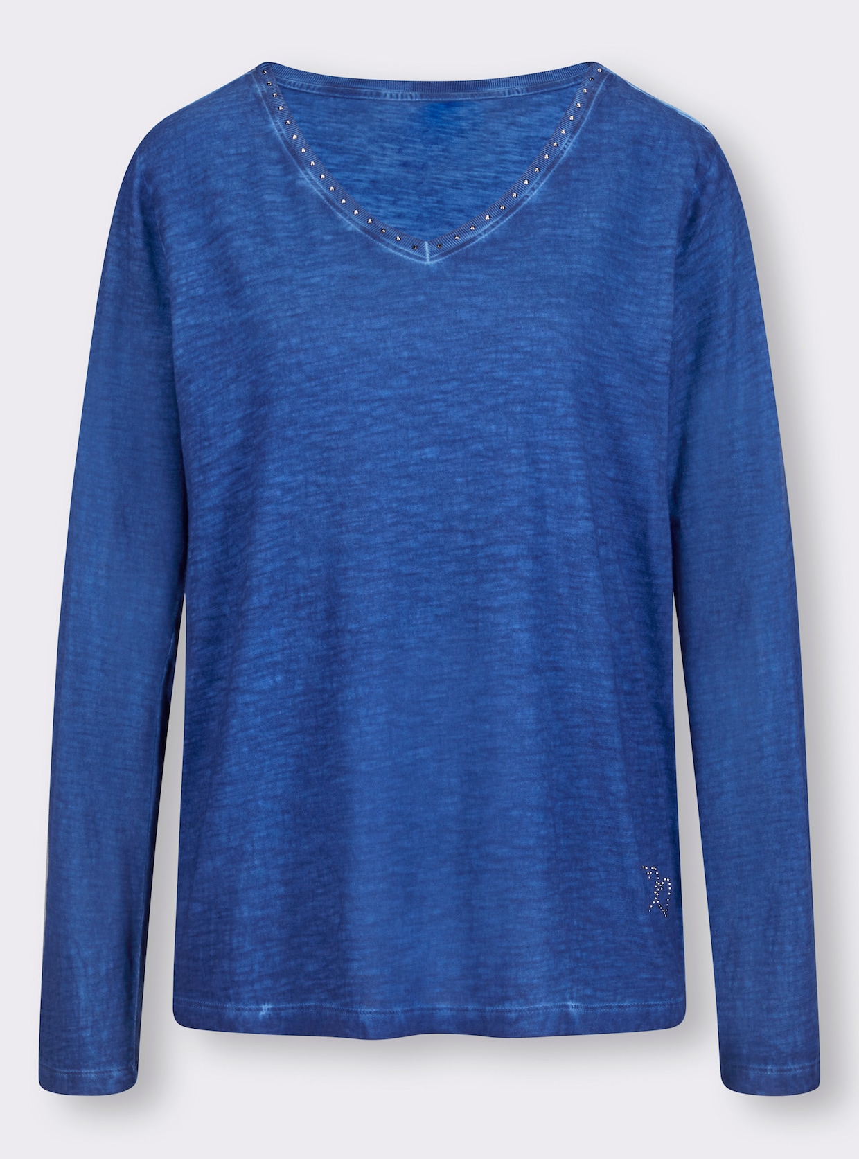 heine Shirt met V-hals - koningsblauw