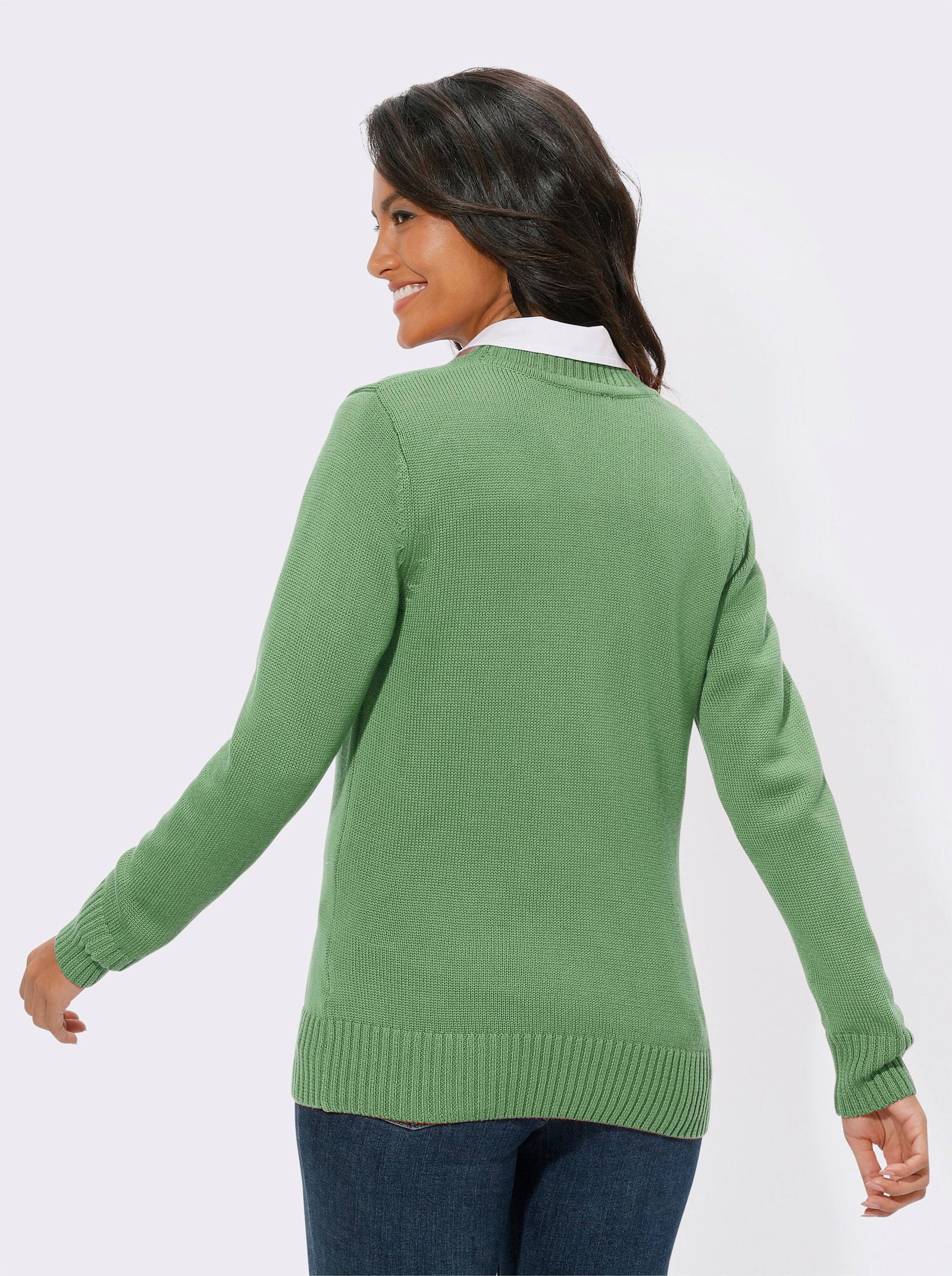 Strickjacke mit farblich abgestimmten Knöpfen - apfel