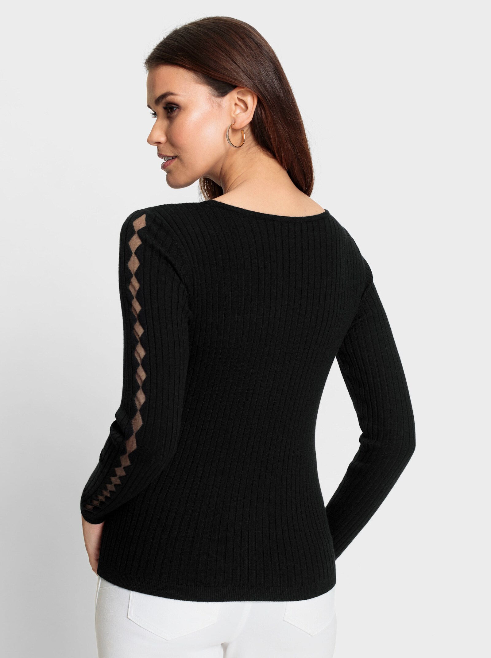 Pullover mit Mesh-Einsätzen - schwarz