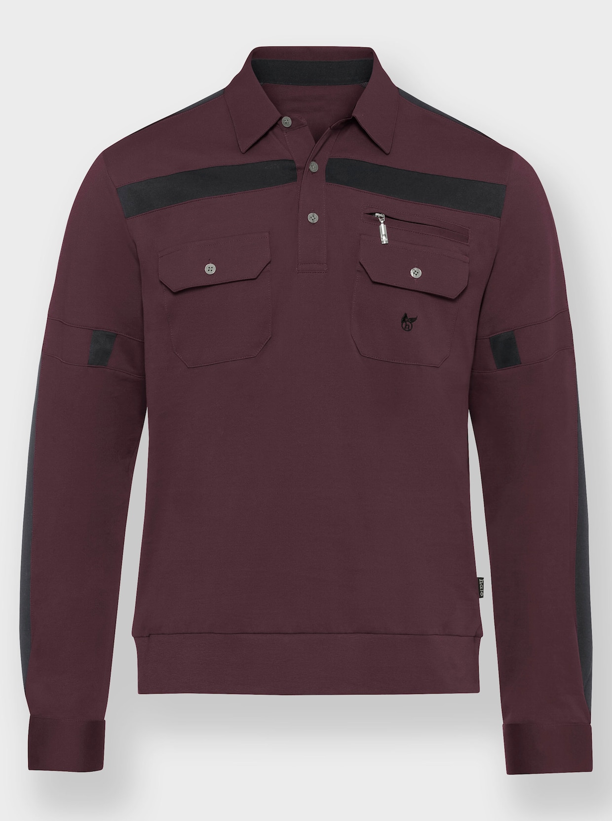Langarm-Poloshirt - burgund
