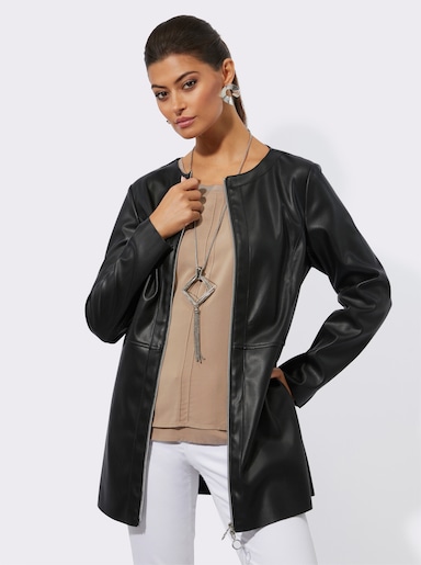 Mainpol Lederimitat-Blazer mit 2-Wege-Reißverschluss - schwarz