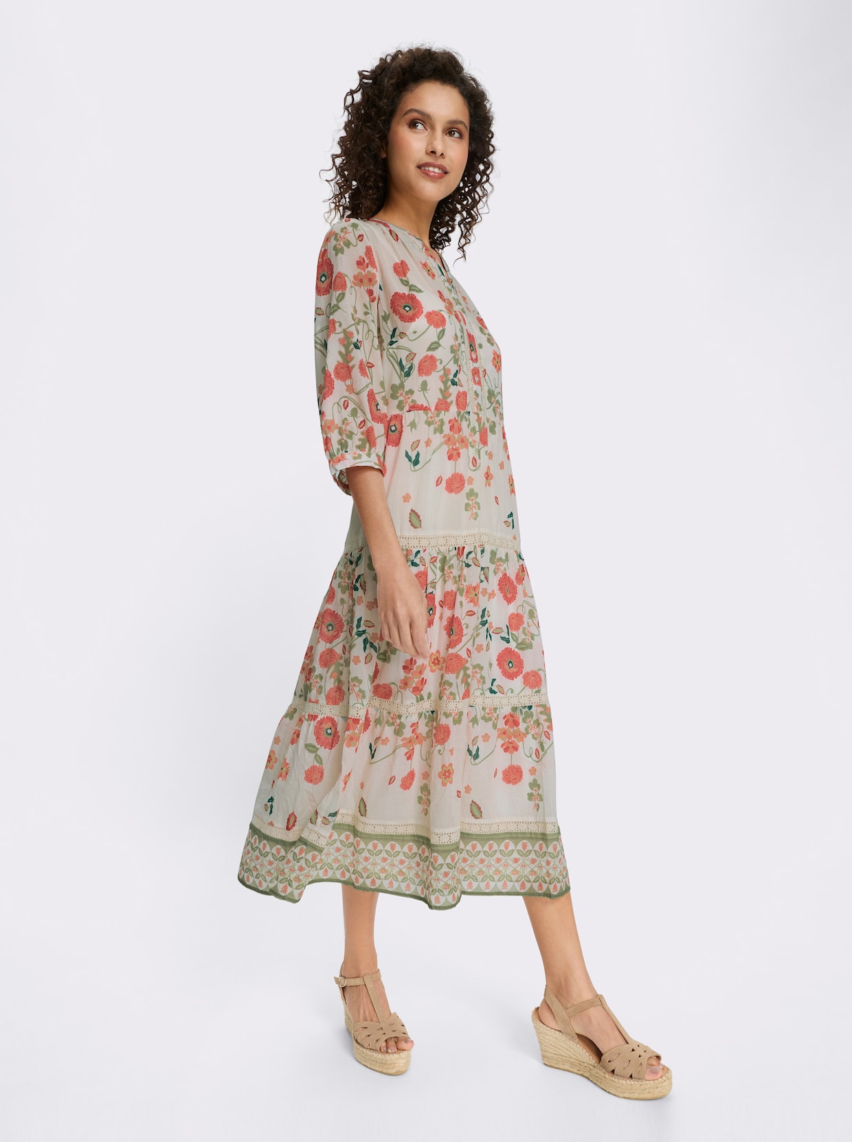 heine Druckkleid - champagner-schilf-bedruckt