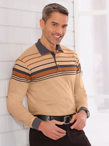 Poloshirt met lange mouwen - camel