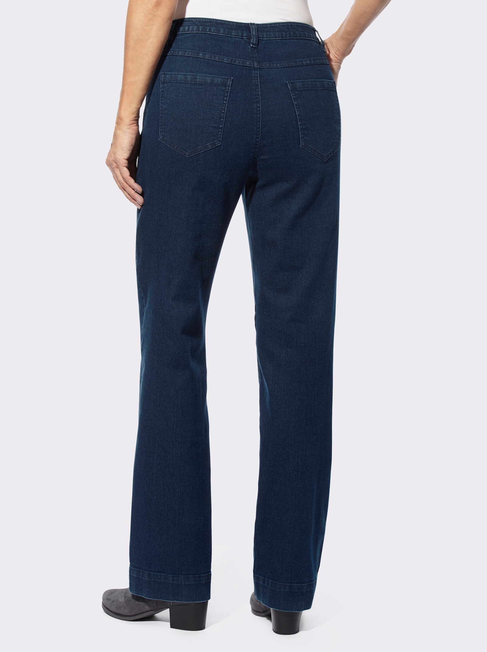 Jeans mit weitem Bein - blue-stone-washed