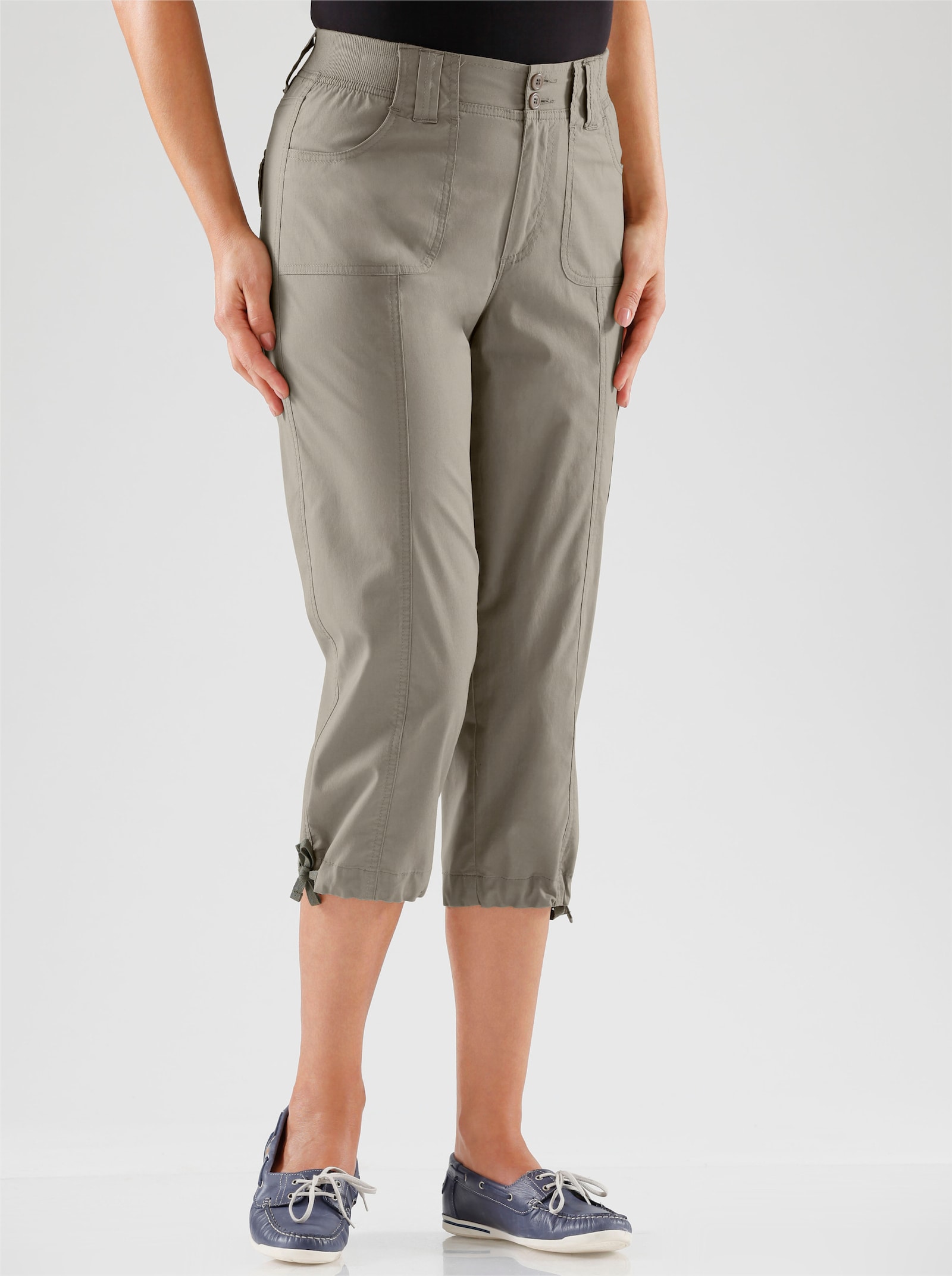 Caprihose mit weitenverstellbarem Saum - hellkhaki