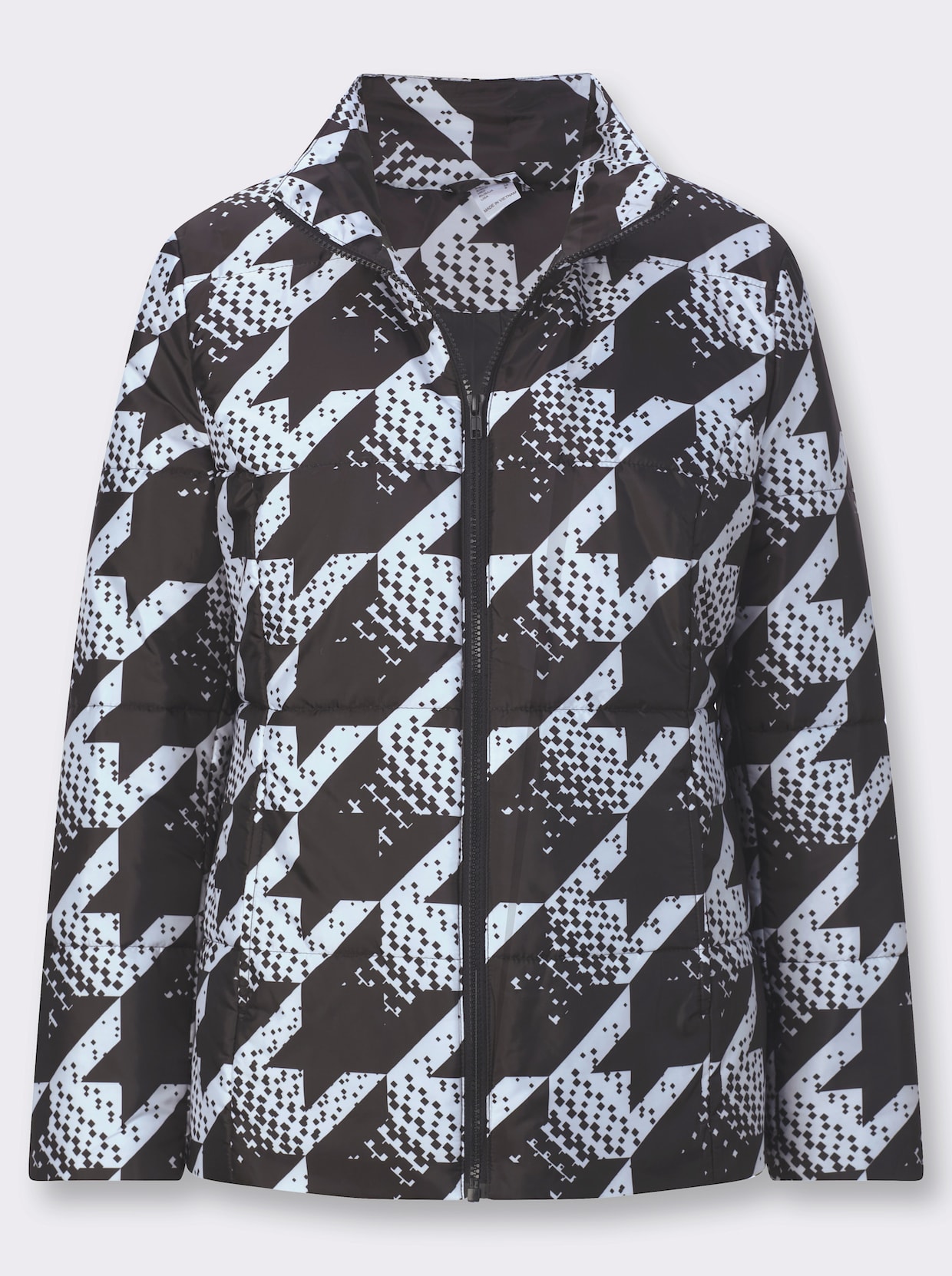Steppjacke - schwarz-ecru-bedruckt