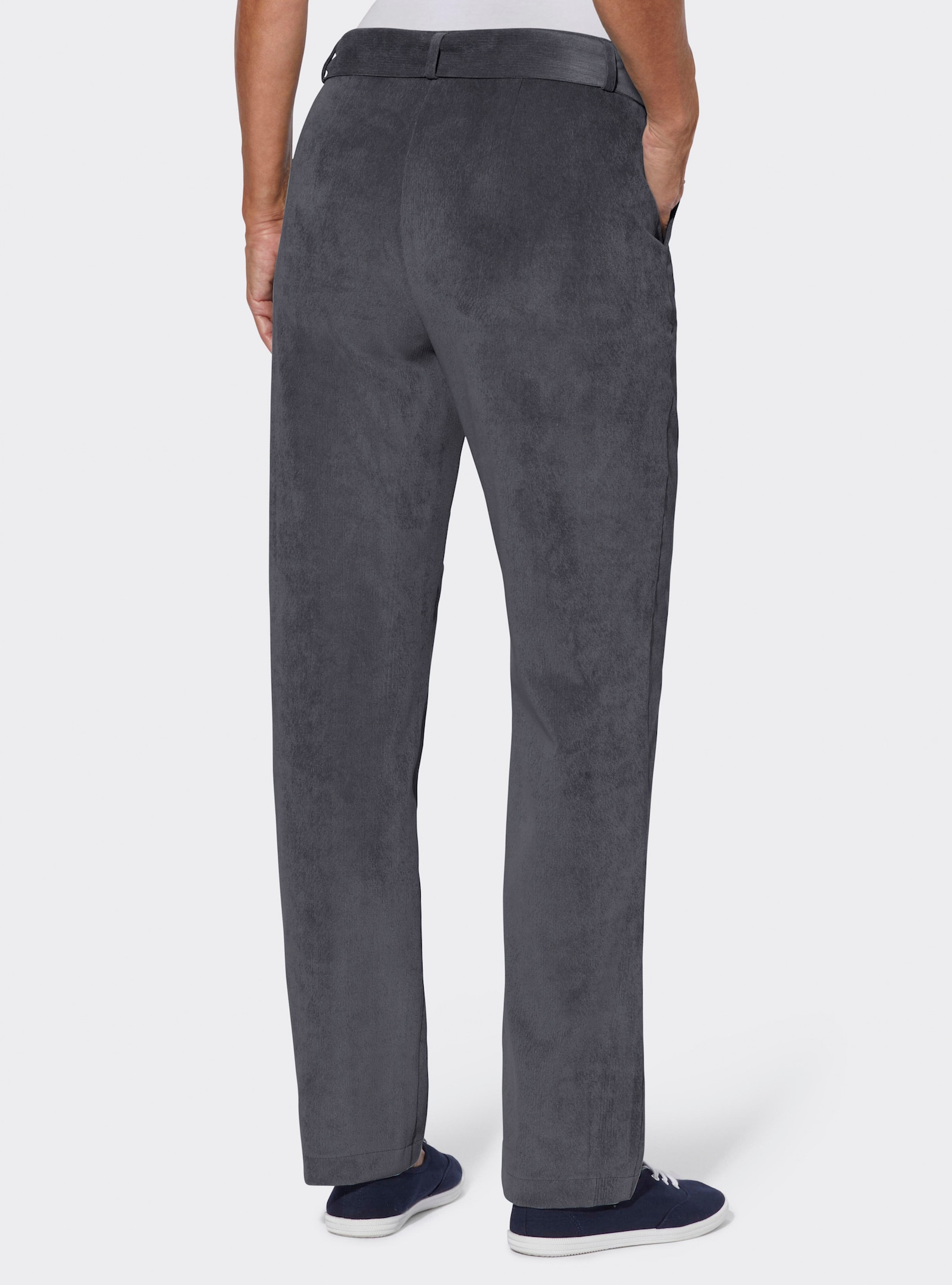 Cordhose mit Gürtel, 2 Taschen - anthrazit