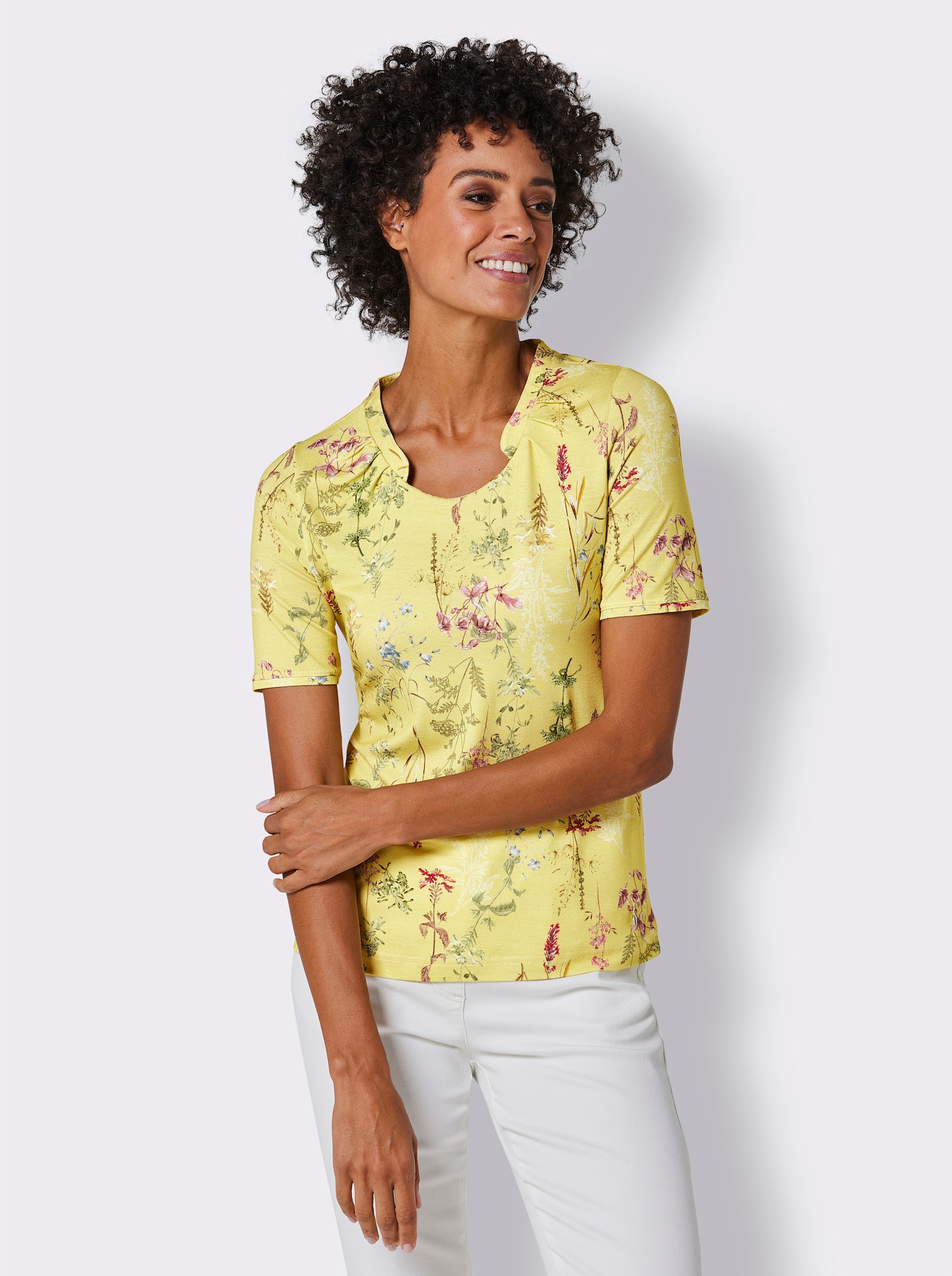 CREATION L PREMIUM Kurzarmshirt in Lyocell-Qualität - zitrone-erdbeere-bedruckt