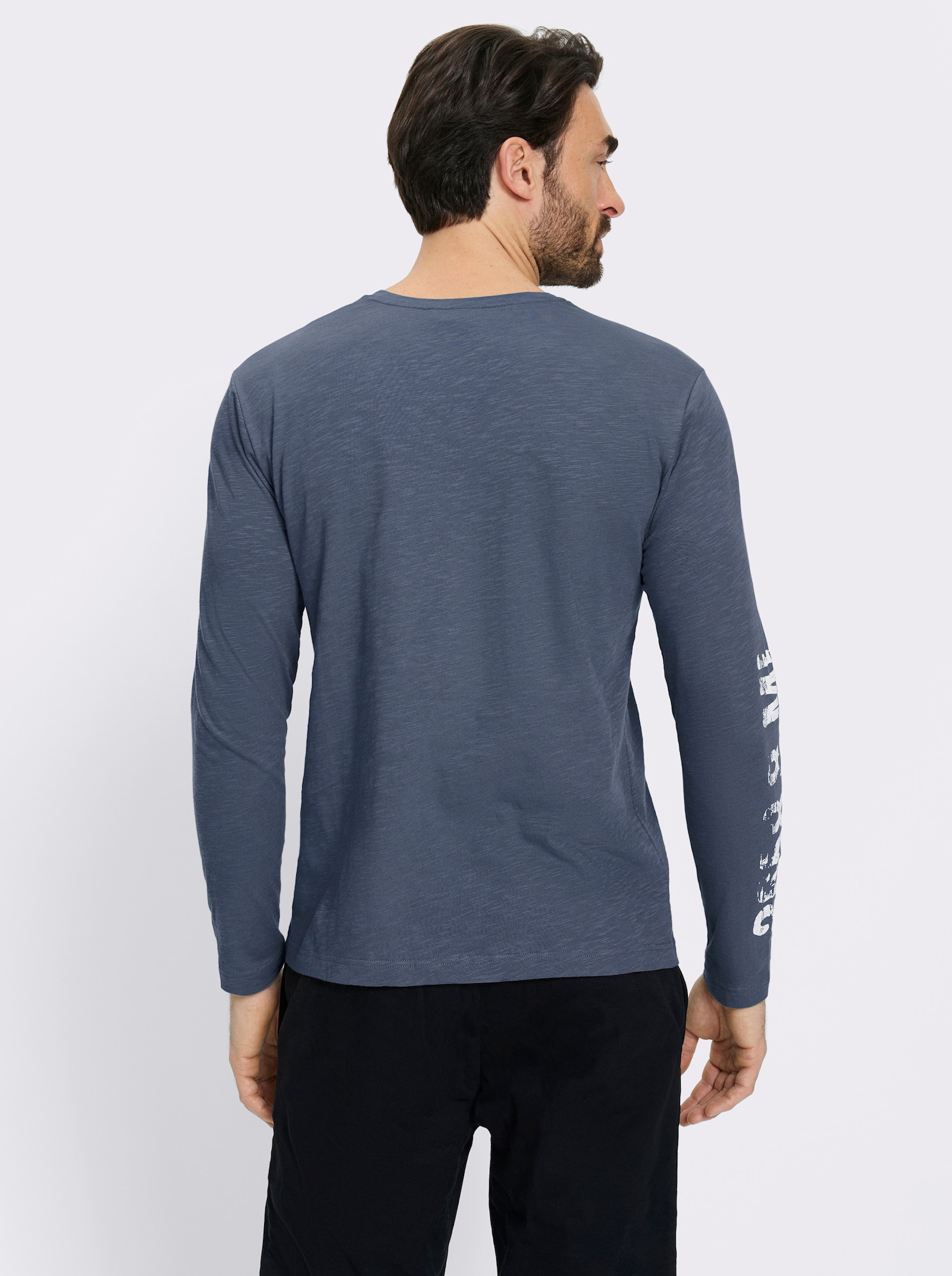 Catamaran Langarmshirt mit platziertem Druck - rauchblau-bedruckt