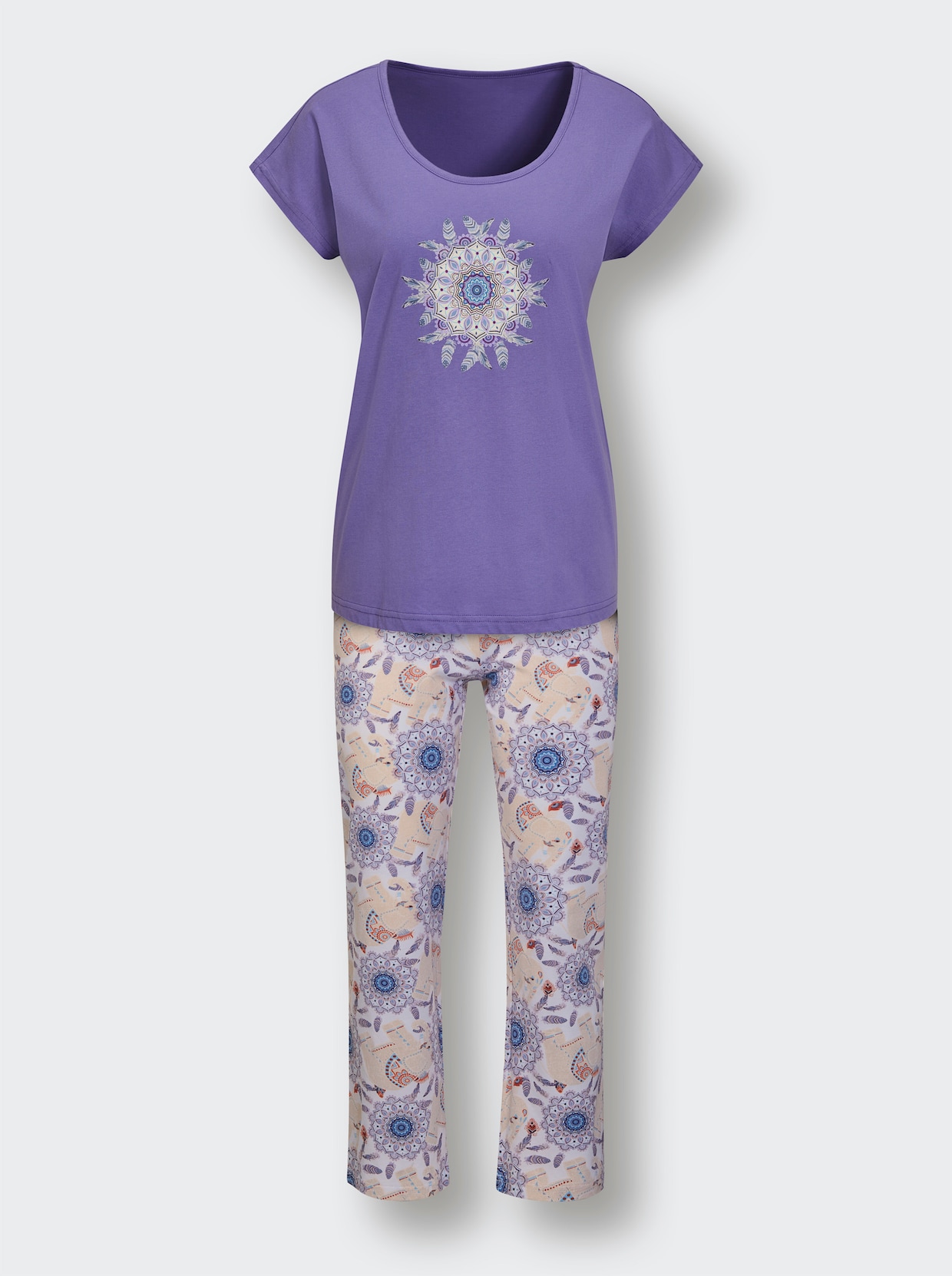 wäschepur Schlafanzug - lavendel-ecru-bedruckt