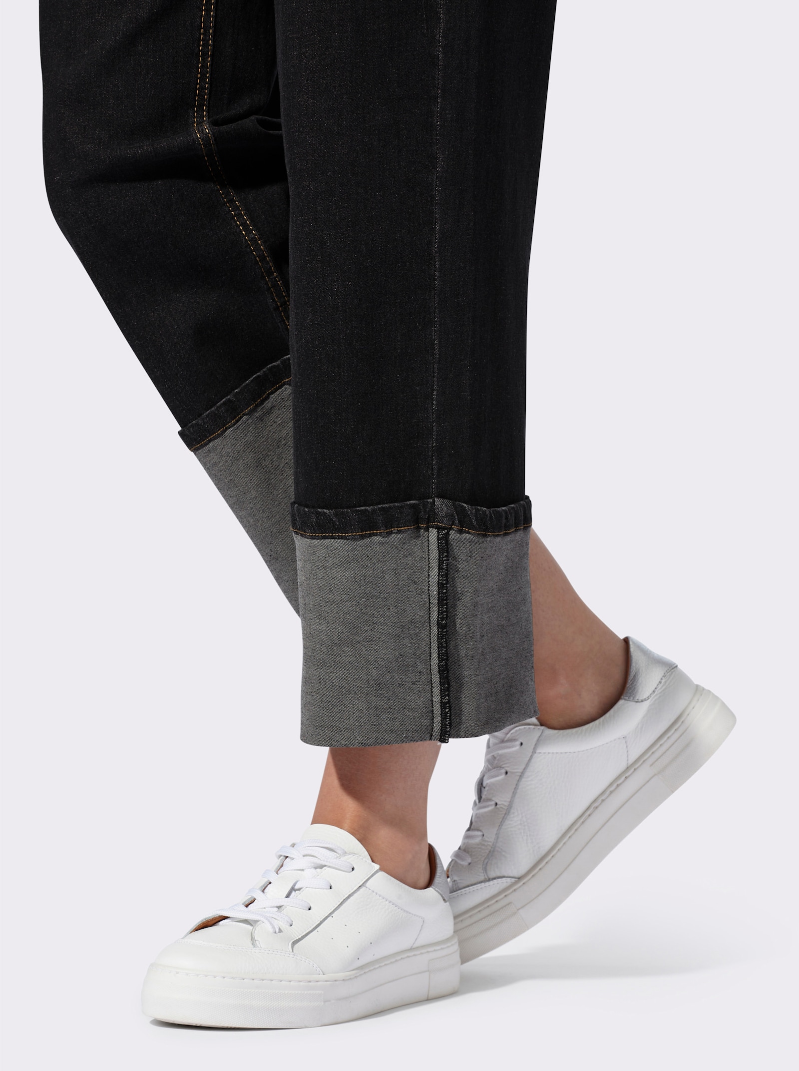 heine Stretch-Jeans mit Umschlag am Bein - black denim