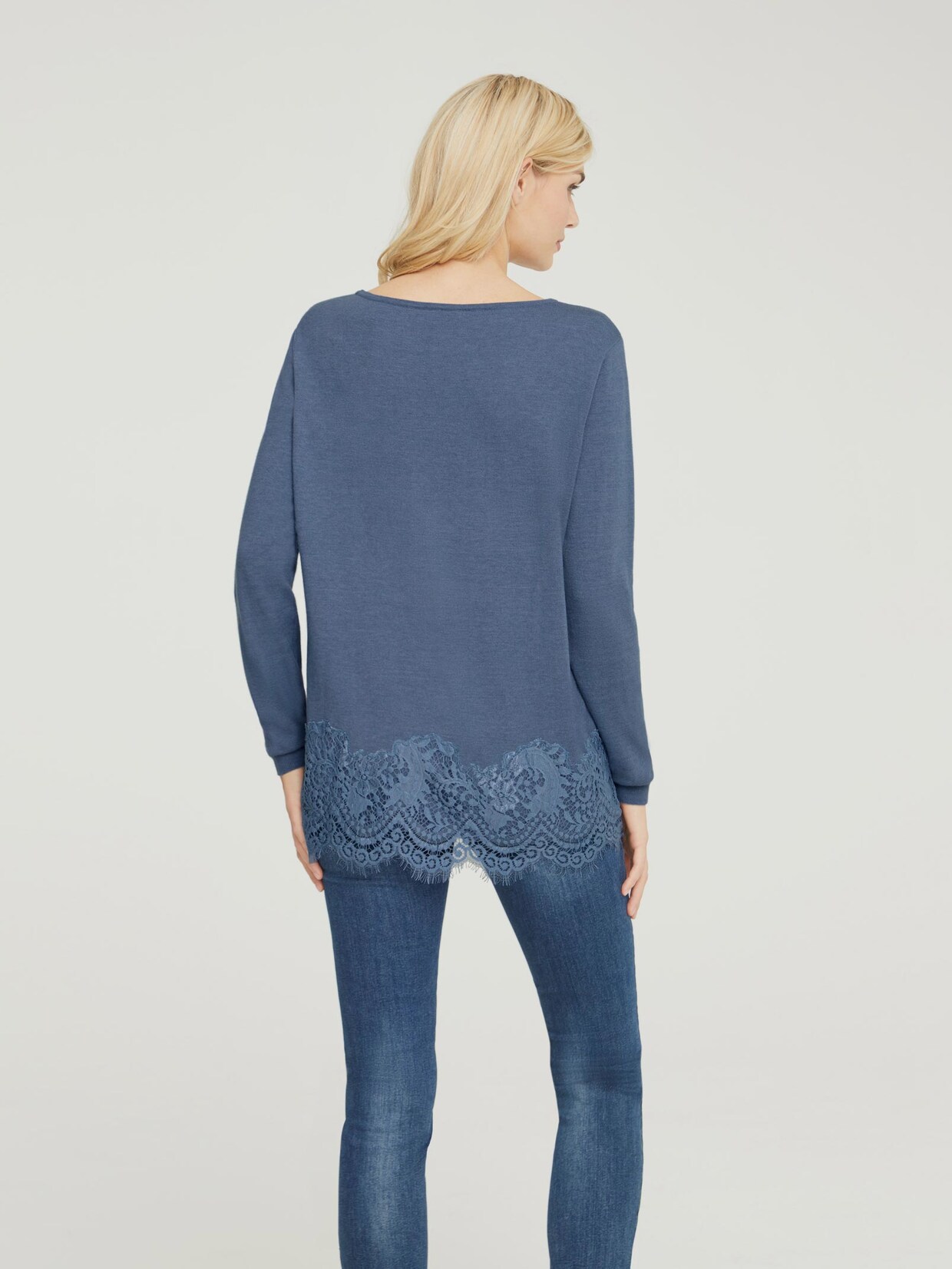 Linea Tesini Pullover met ronde hals - jeansblauw