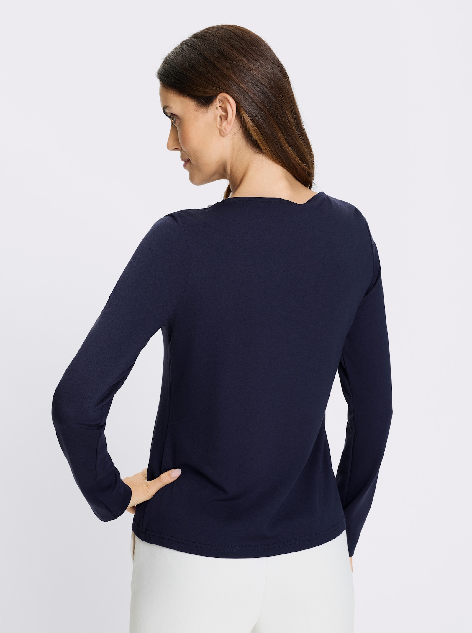 heine Langarmshirt mit Zierperlen - marine