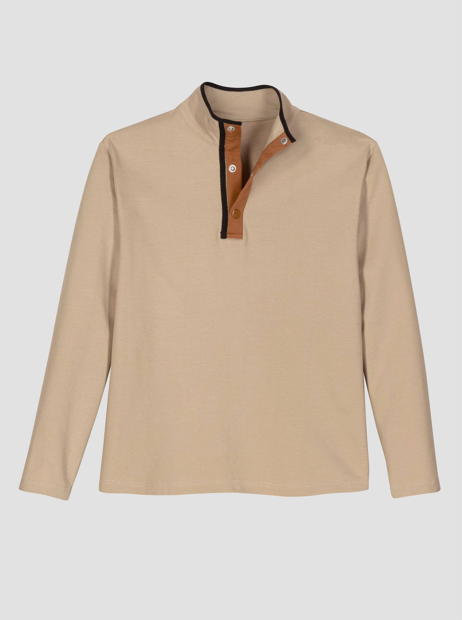 Sweatshirt mit Stehkragen - beige-cognac