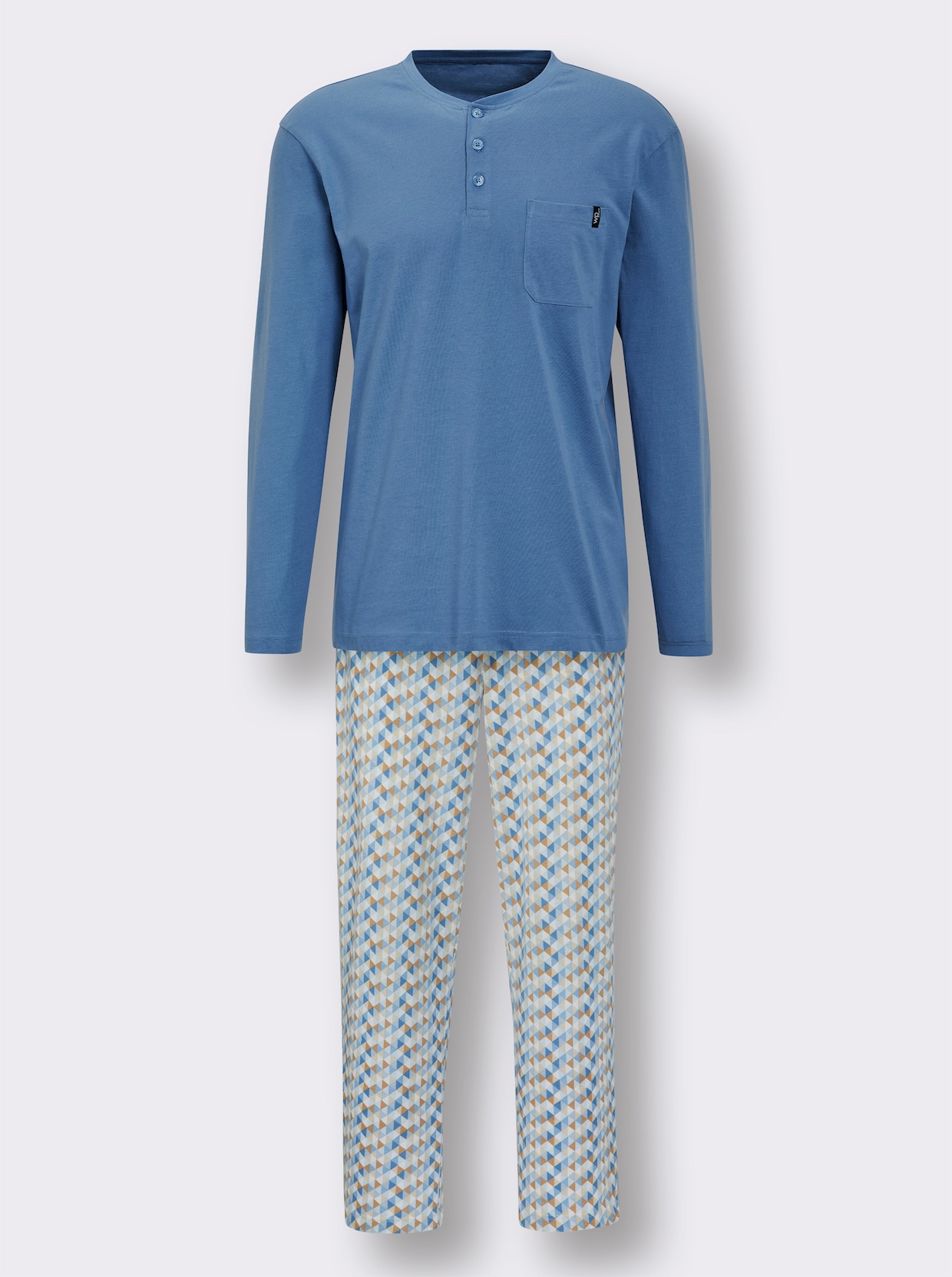 wäschepur men Pyjama - middenblauw geprint