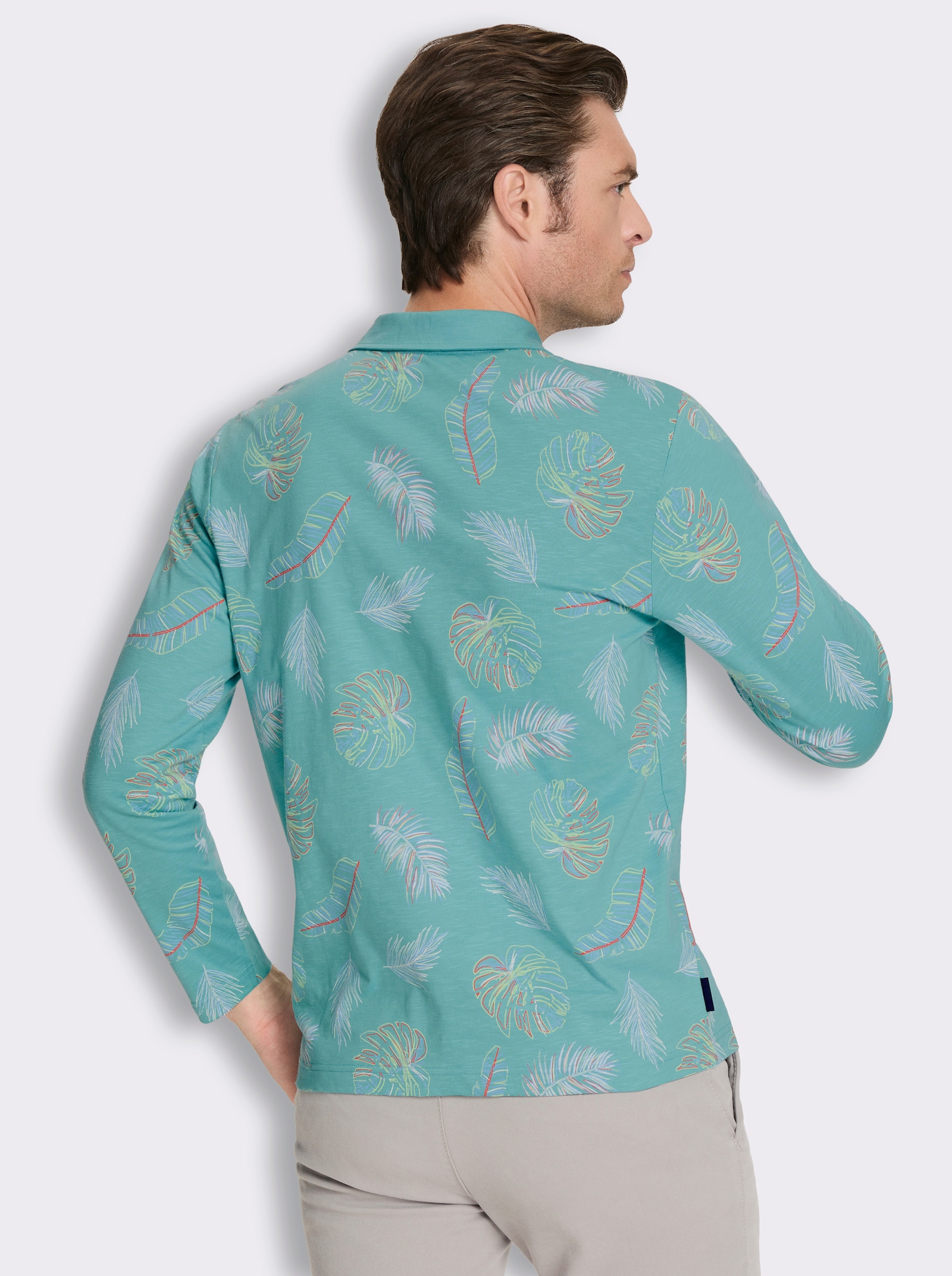 Marco Donati Langarmshirt aus Flammgarn - ozean-bedruckt