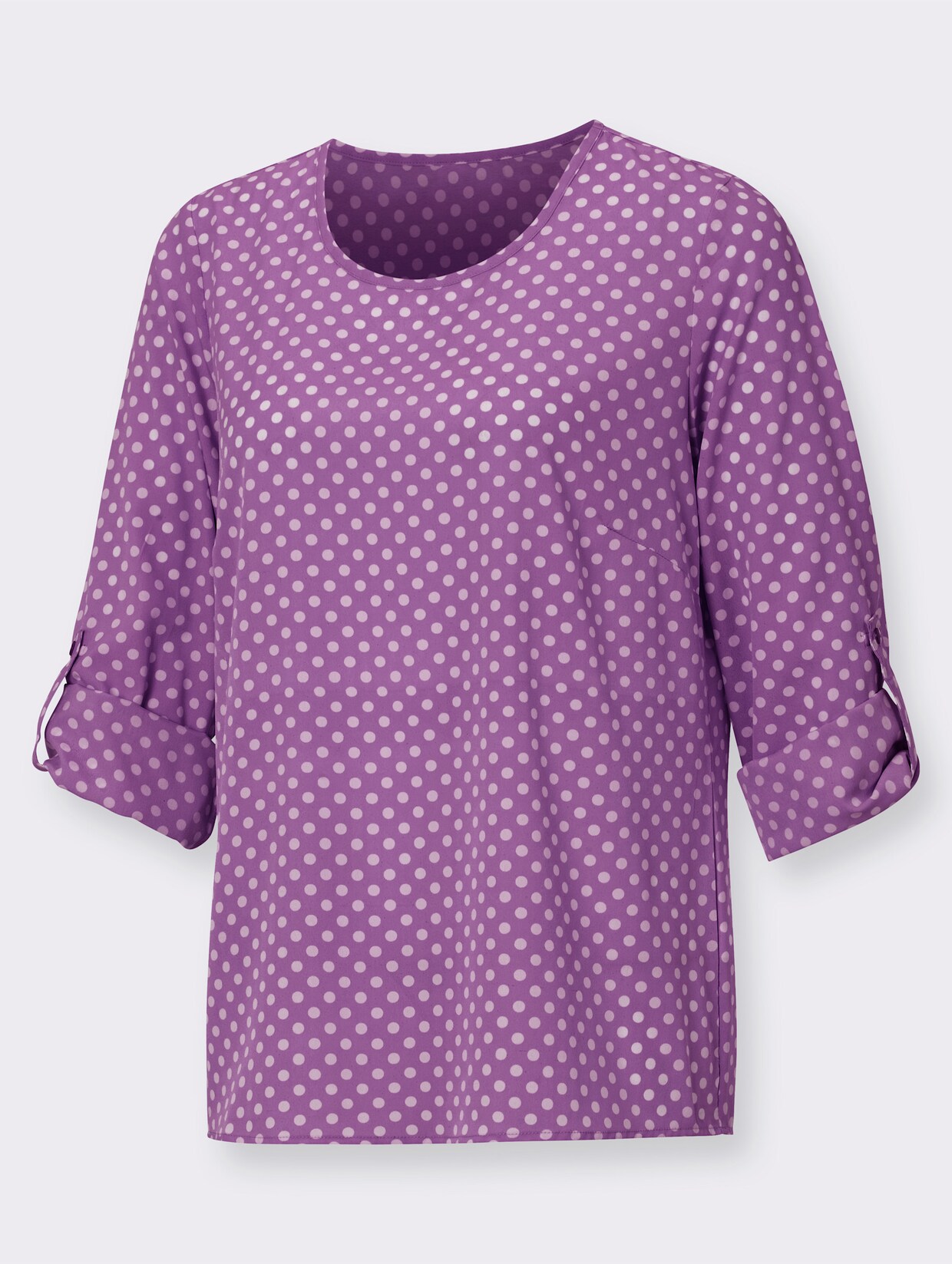 Comfortabele blouse - violet/wit gestippeld