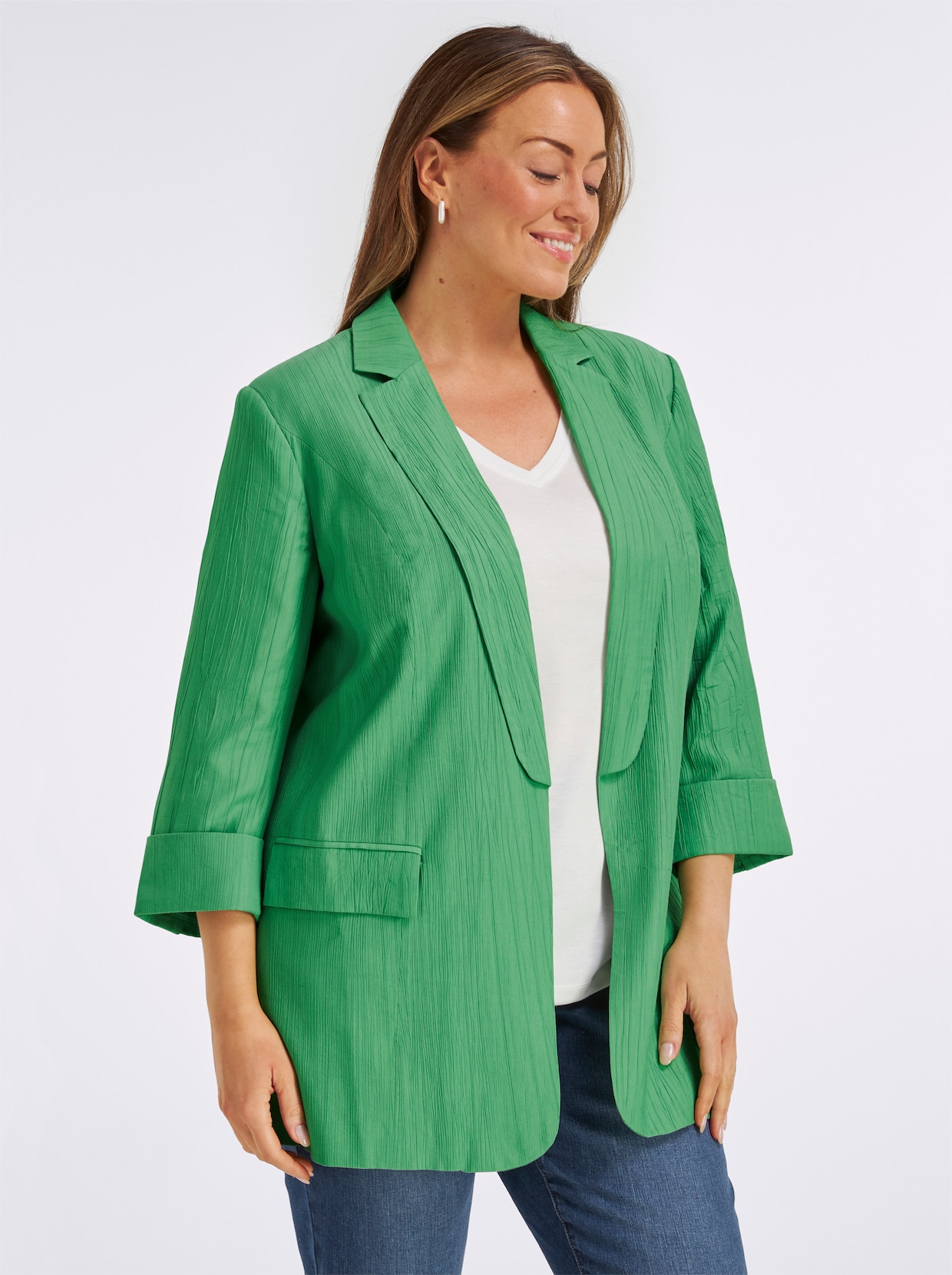 Blazer in langer, verschlussloser Form - apfel