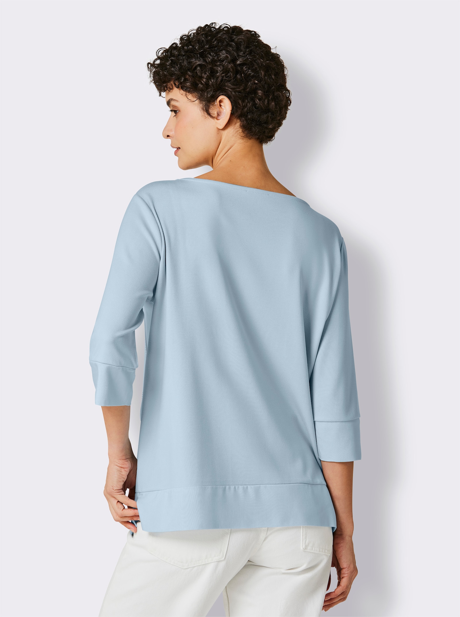 CREATION L PREMIUM Sweatshirt im Lagenlook mit Webbesatz - hellblau