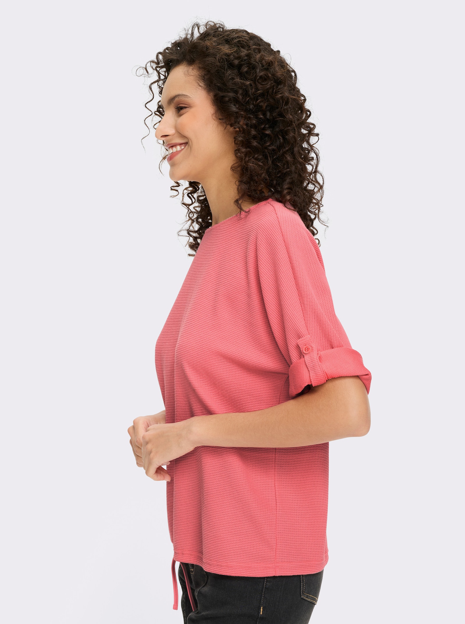 heine T-shirt à manches chauve-souris en qualité piqué - rose flamant