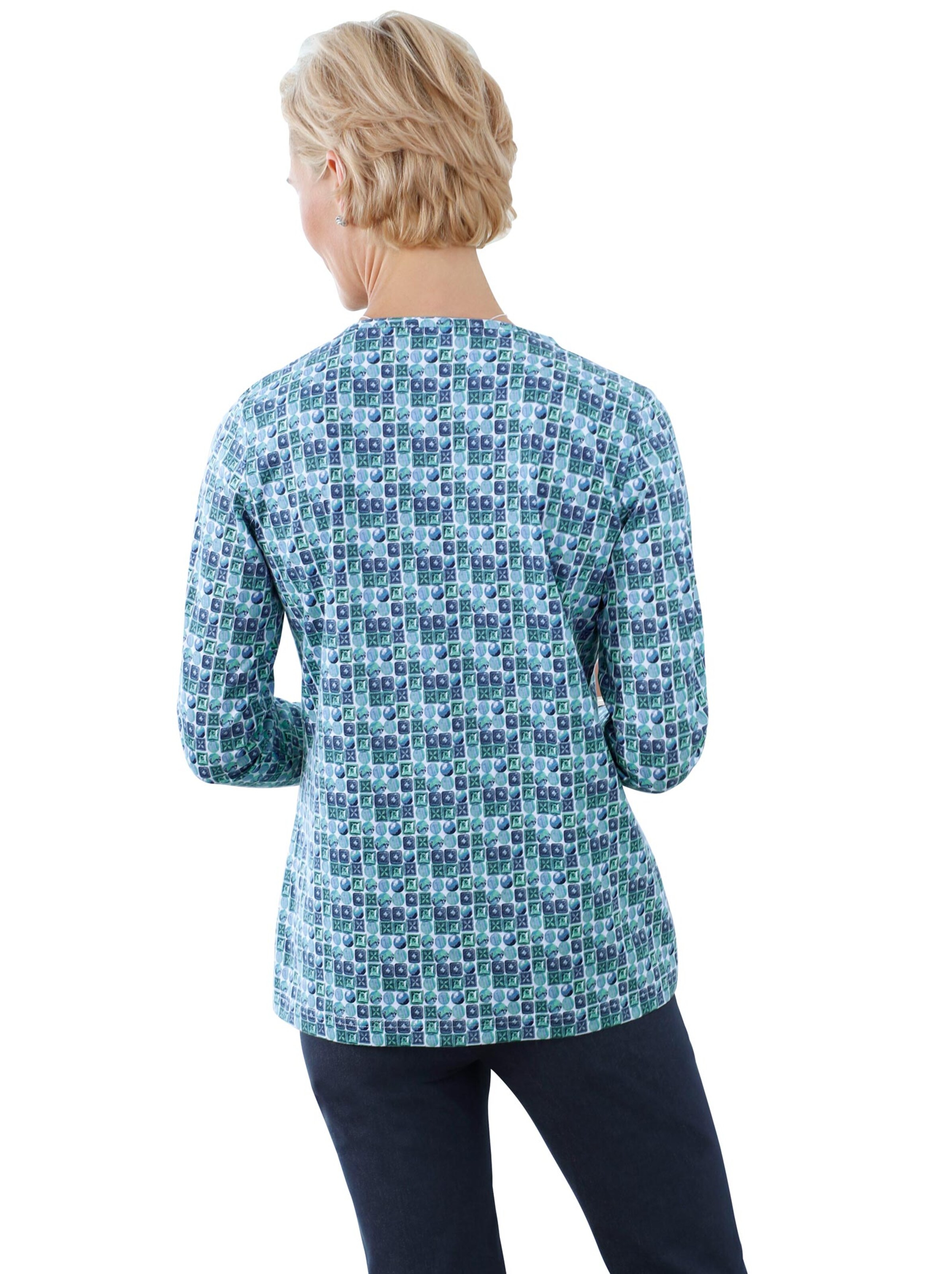 Shirt - blau-grün-gemustert