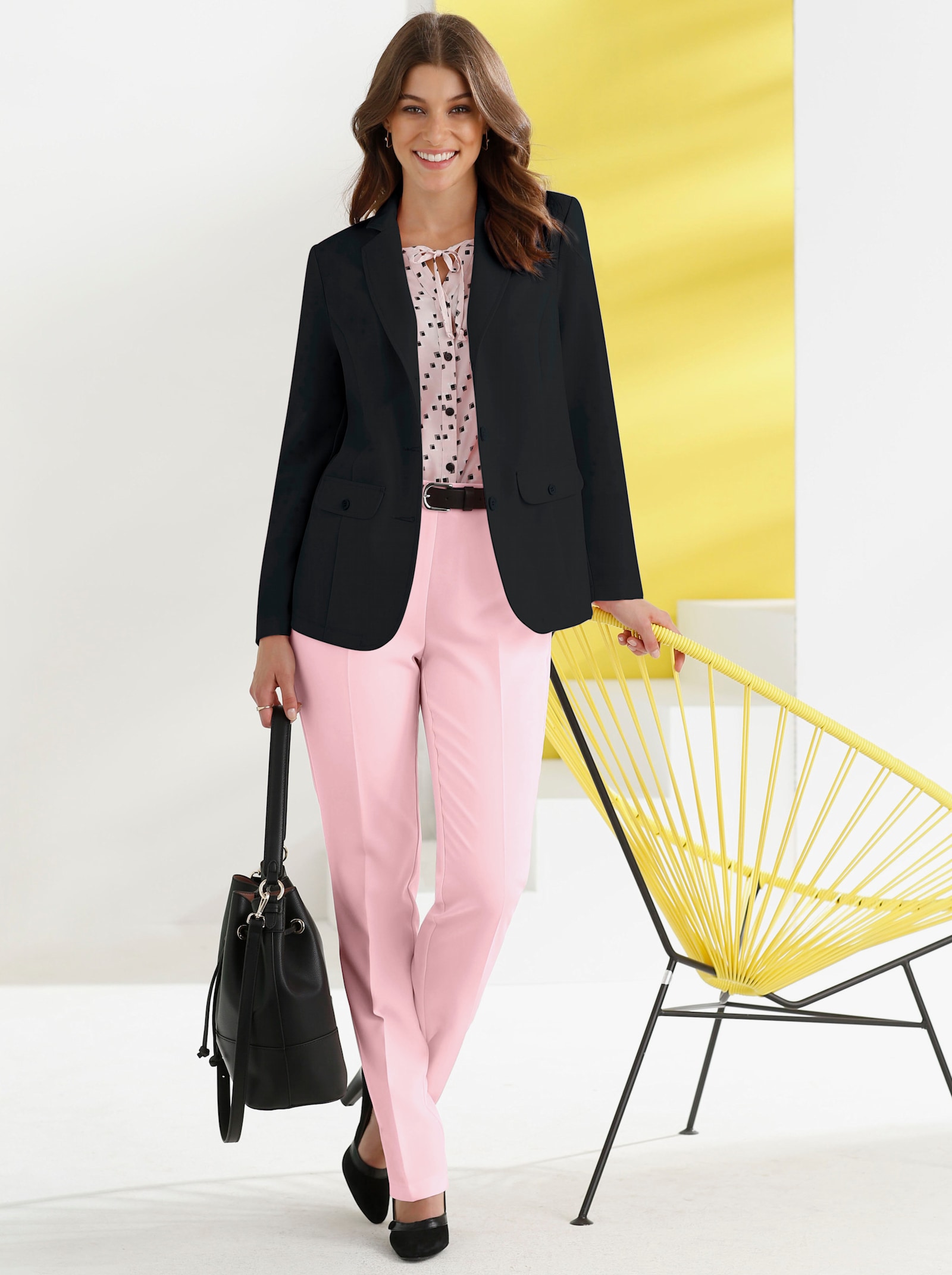 Blusenblazer mit Wiener Nähten - schwarz