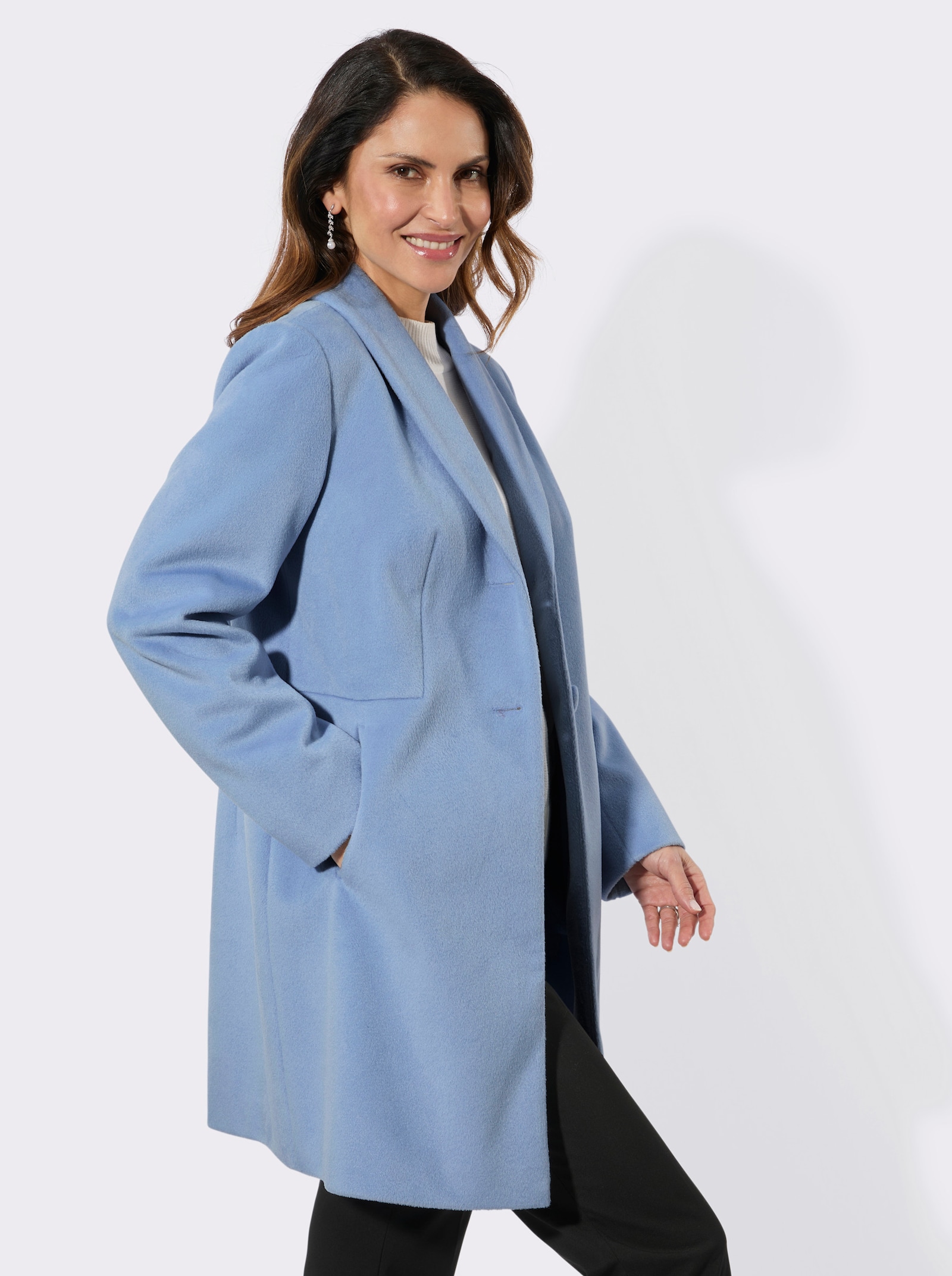 Longjacke mit Reverskragen - bleu