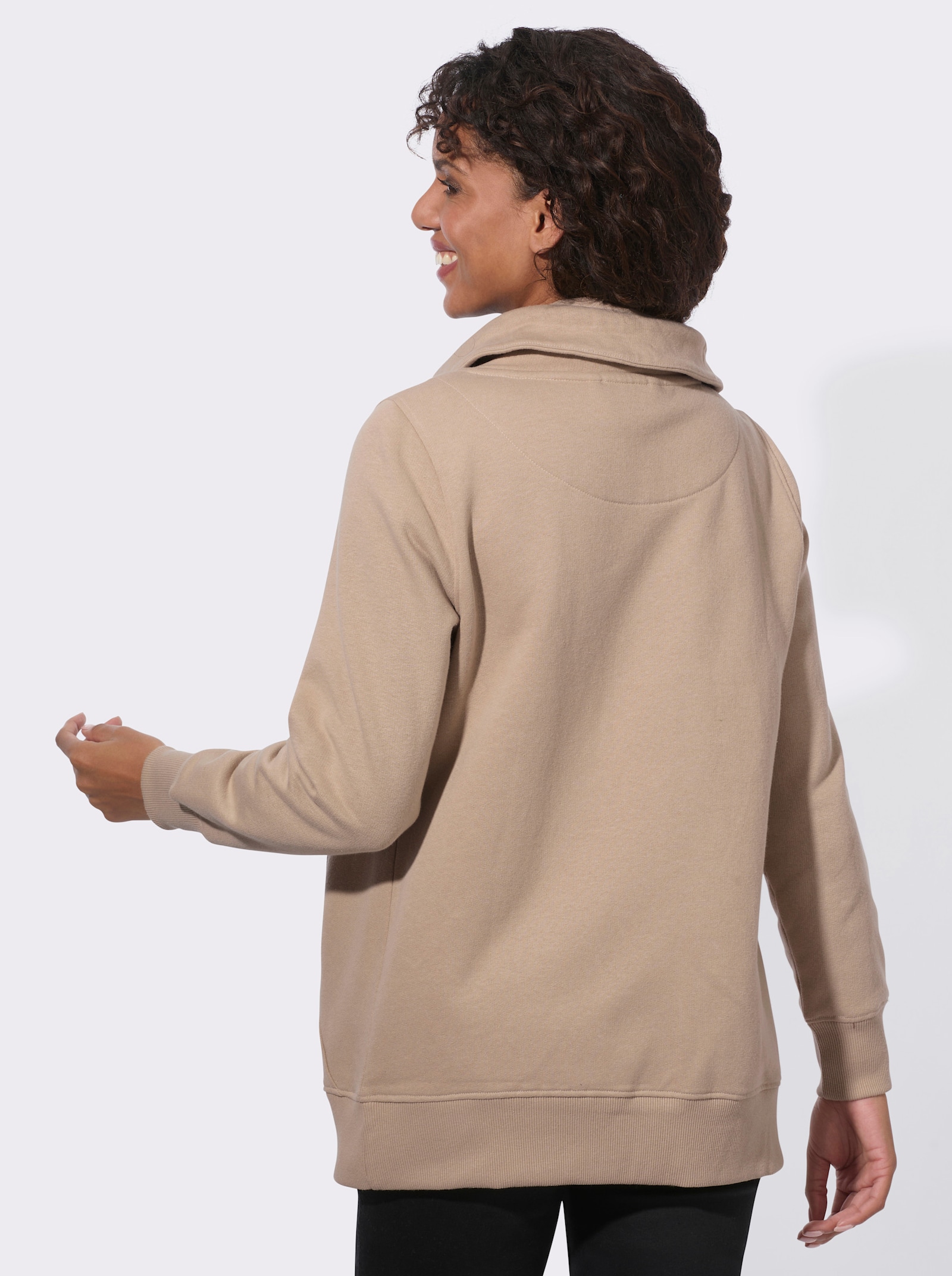  Shirtjacke mit Reißverschluss - beige