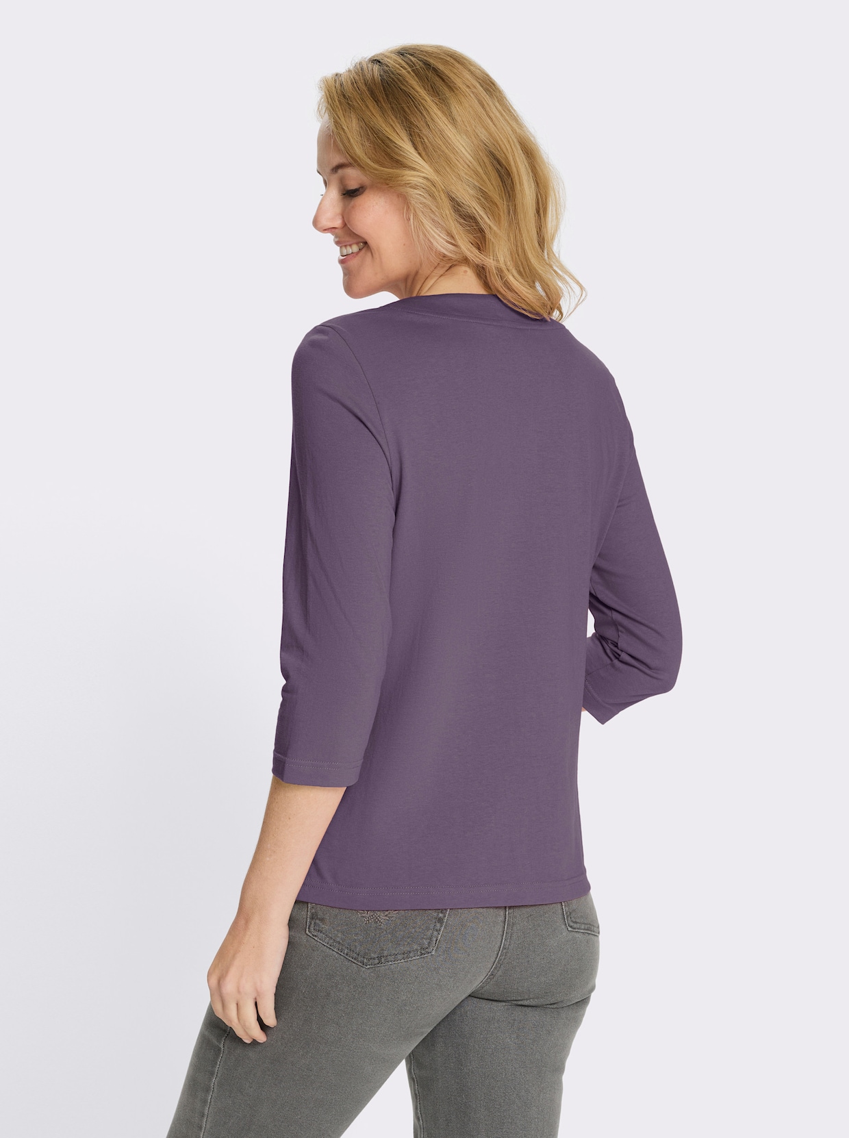 3/4-Arm-Shirt mit Tunnelzug am Rundhals-Ausschnitt - feige